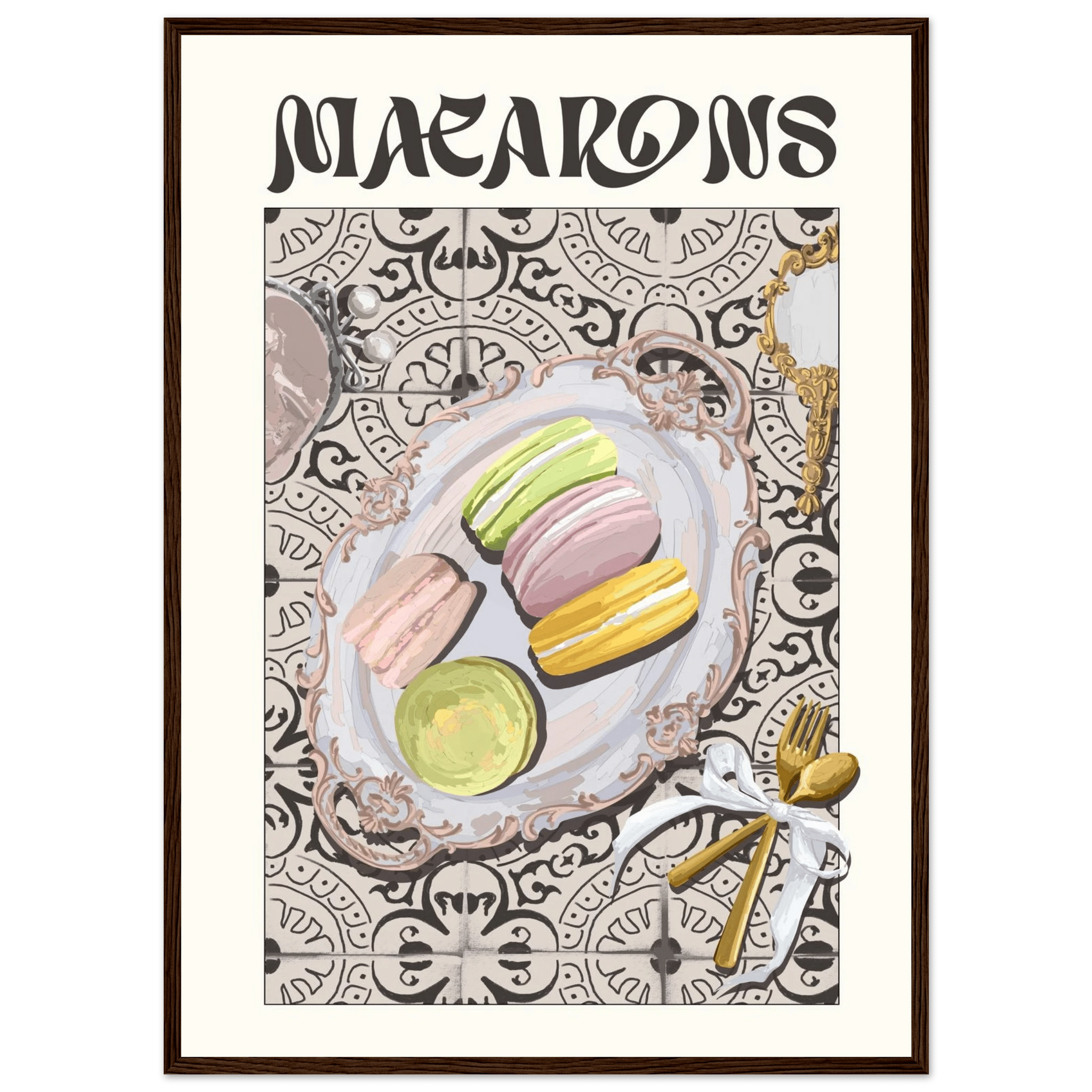 Macarons Poster – Playful French Patisserie Kitchen Wall Art Print (Digital & Printed Options) - Evergreen Posters