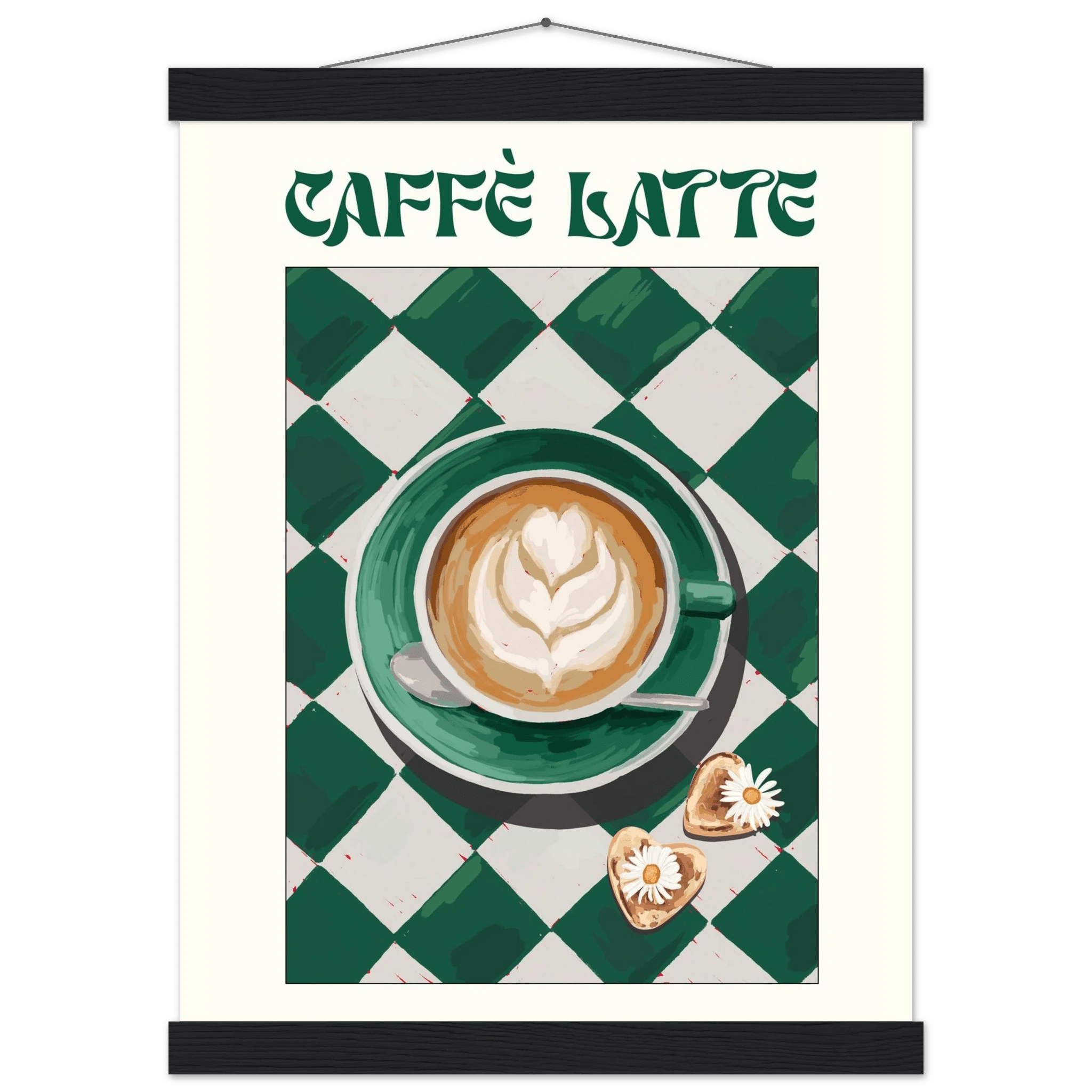 Caffè Latte Poster – Playful Coffee Kitchen Wall Art Print (Digital & Printed Options) - Evergreen Posters