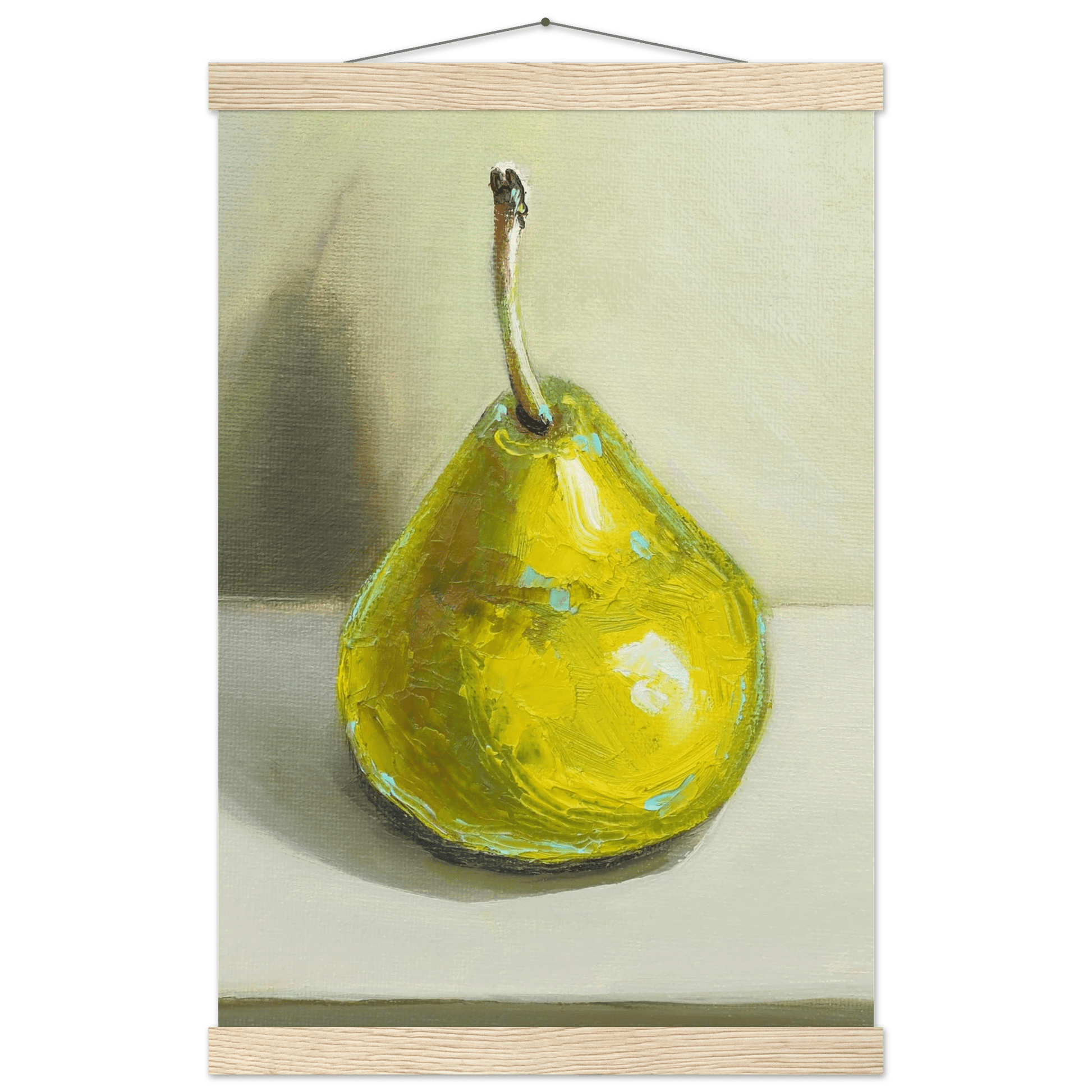 Pear Print | Green Pear Oil Painting Wall Art | Kitchen Poster - Evergreen Posters