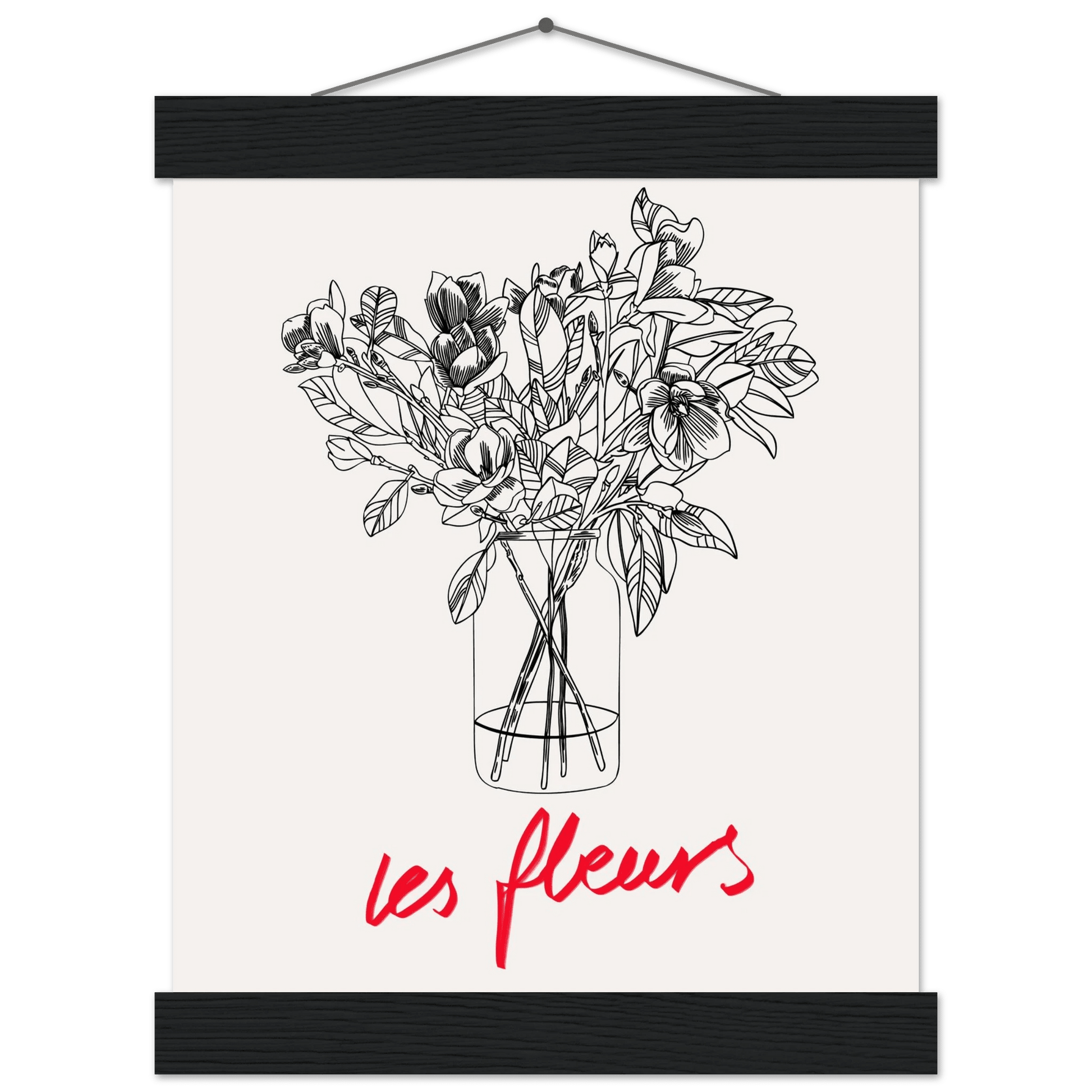 Les Fleurs Botanical Poster | French Flower Line Art Print | Minimalist Floral Wall Decor - Evergreen Posters