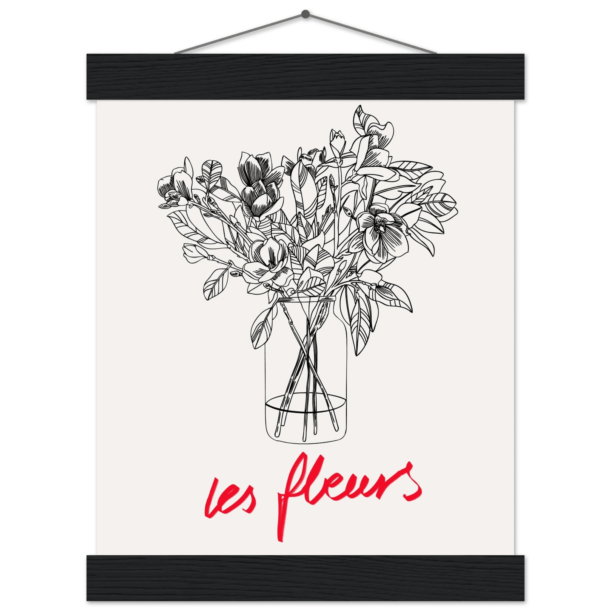 Les Fleurs Botanical Poster | French Flower Line Art Print | Minimalist Floral Wall Decor - Evergreen Posters