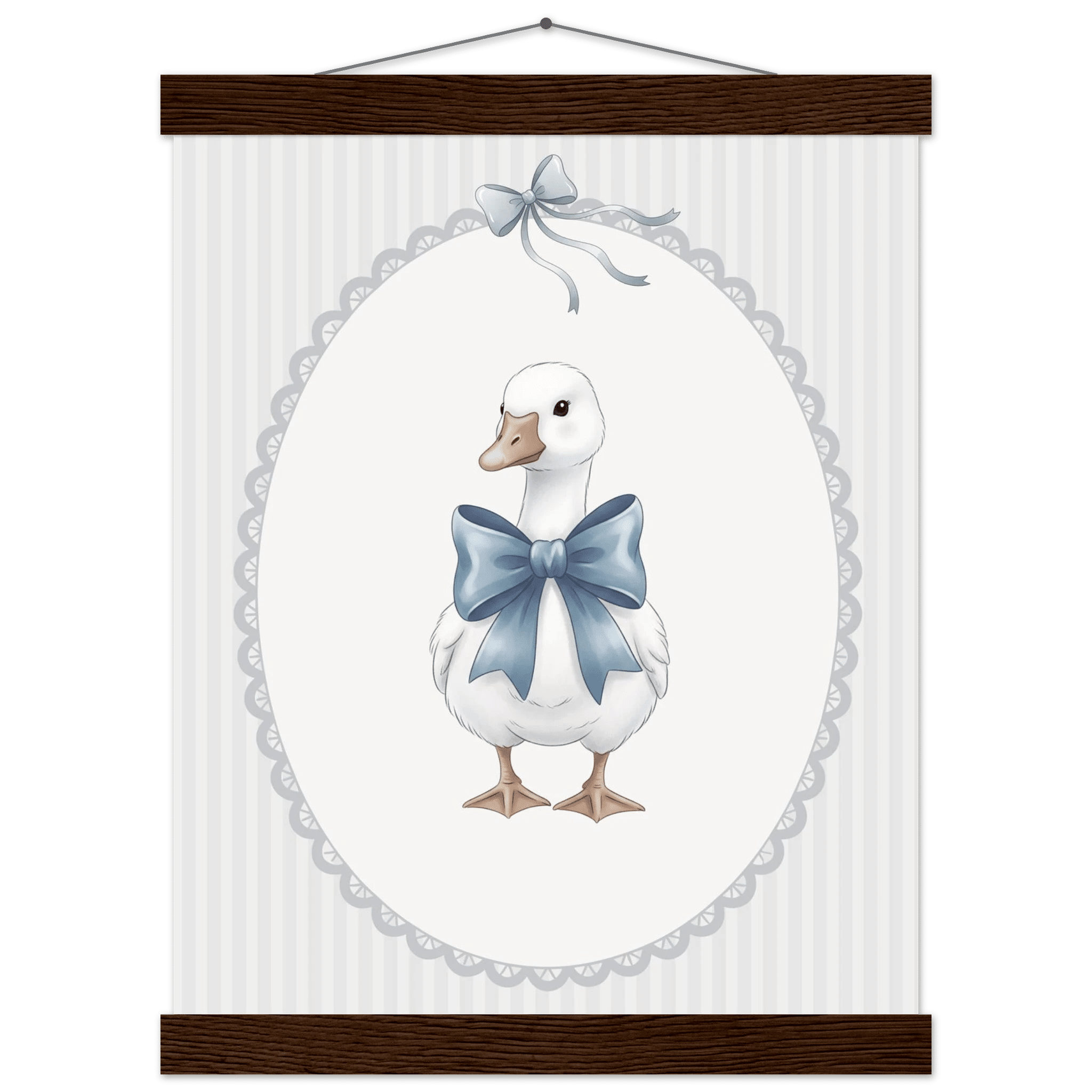 Blue Bow Duck Nursery Poster – Sweet Baby Room Wall Art Print - Evergreen Posters