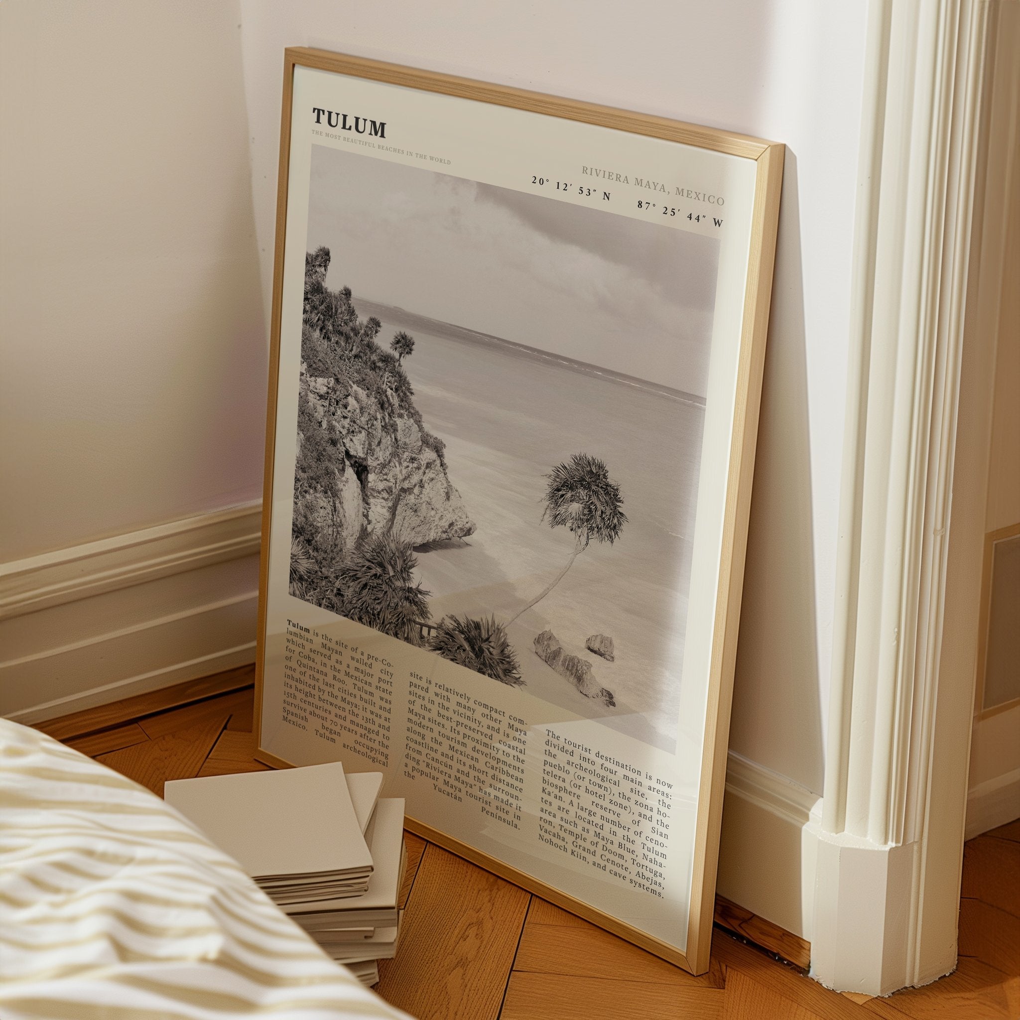 Tulum Poster | Black & White Riviera Maya Mexico Wall Art | Beach Travel Print - Evergreen Posters