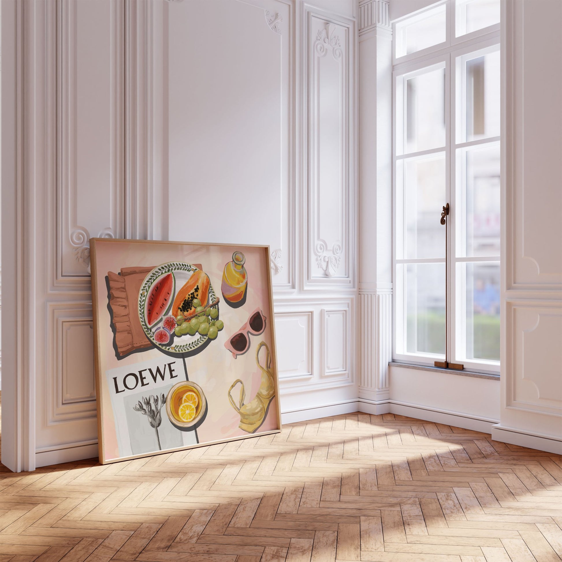 Loewe Summer Fruits Poster | Dopamine Decor Food Wall Art | Pastel Square Kitchen Print - Evergreen Posters - 40