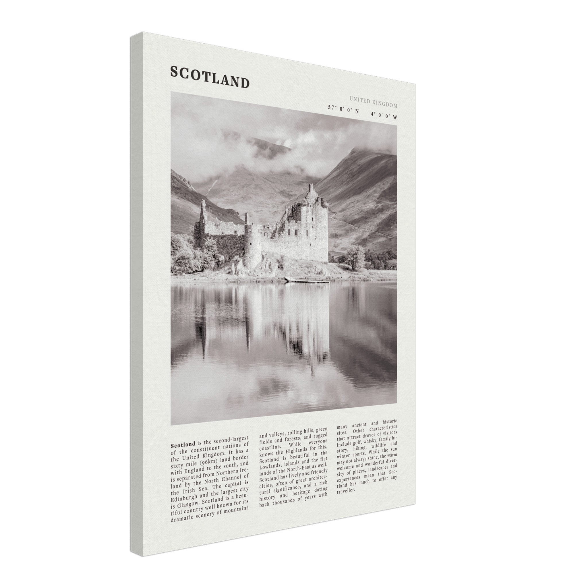 Scotland Poster | Black & White Highland Castle Wall Art | UK Travel Print Decor - Evergreen Posters