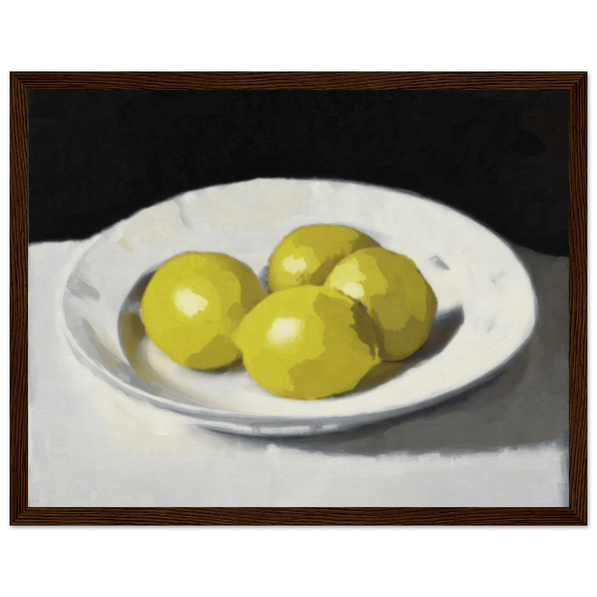 Lemons Print | Three Lemons Oil Painting Wall Art | Kitchen Still Life Poster - Evergreen Posters