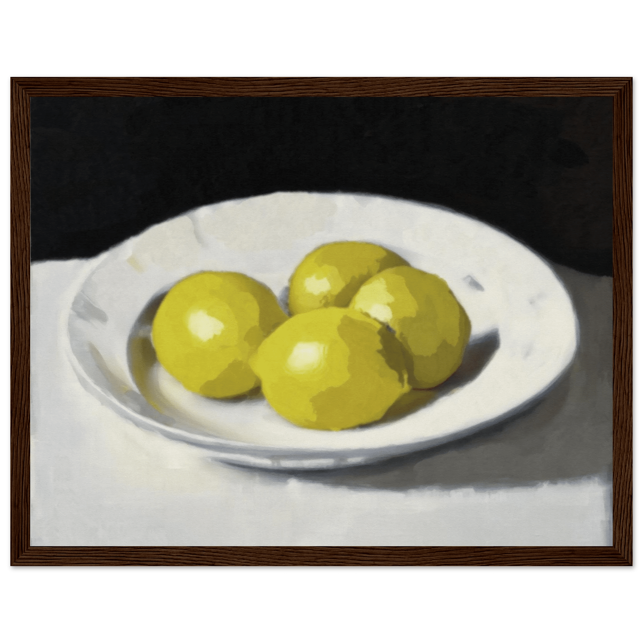 Lemons Print | Three Lemons Oil Painting Wall Art | Kitchen Still Life Poster - Evergreen Posters