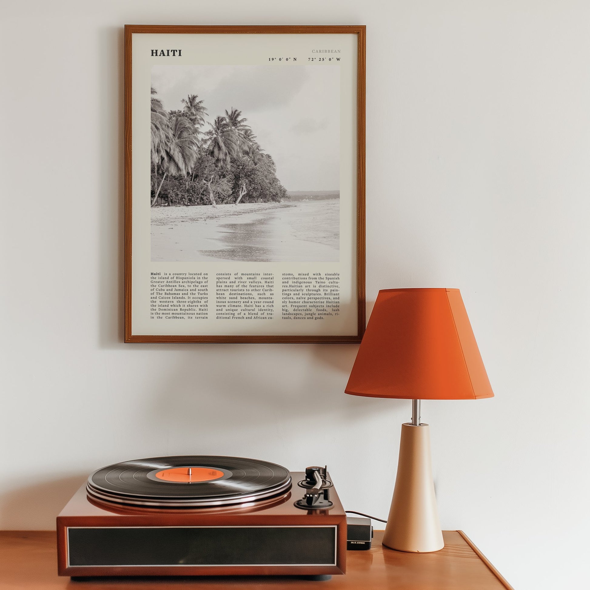 Haiti Poster | Black & White Caribbean Beach Wall Art | Tropical Travel Print - Evergreen Posters