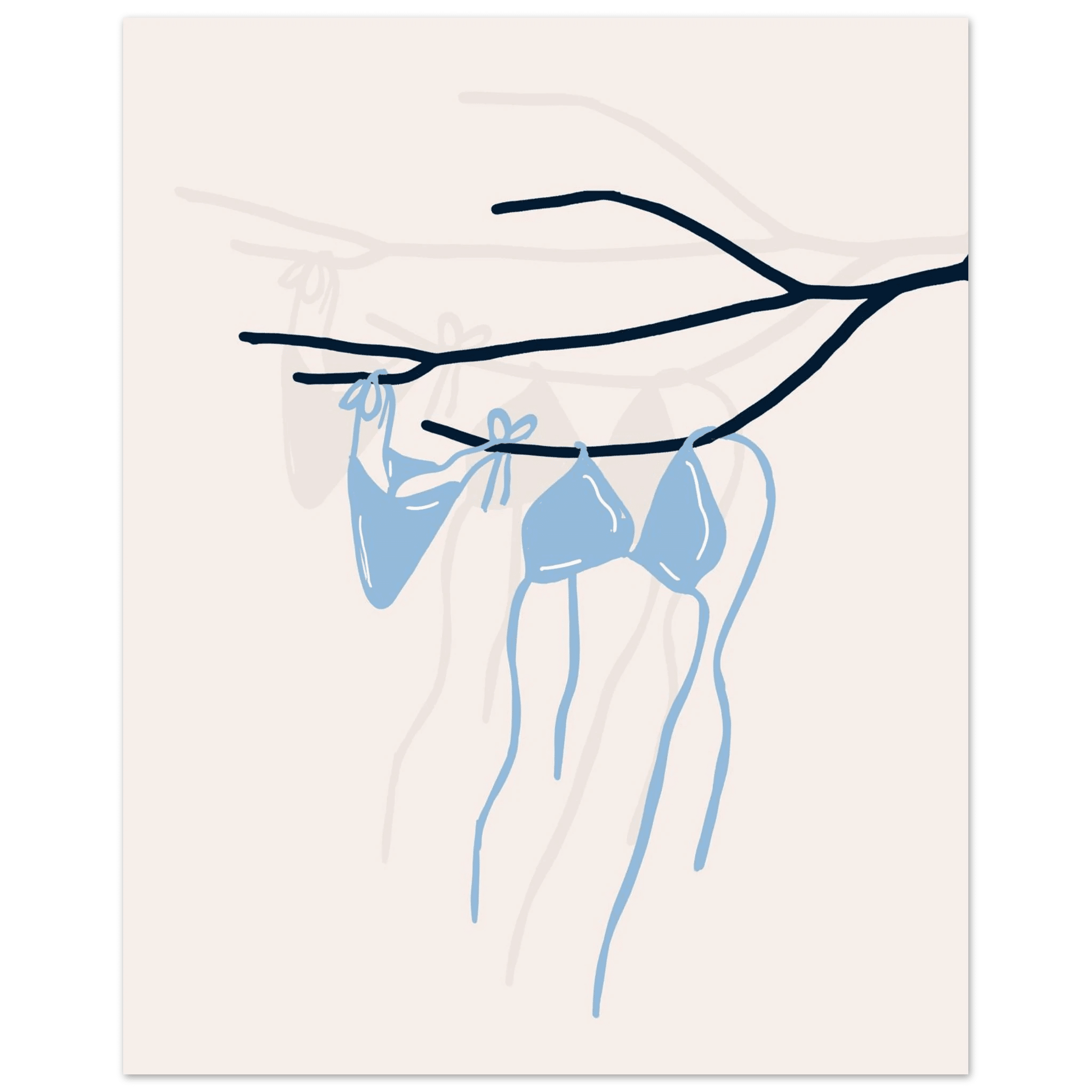 Coastal Bikini Line Art Poster – Minimalist Beach Wall Art Print - Evergreen Posters