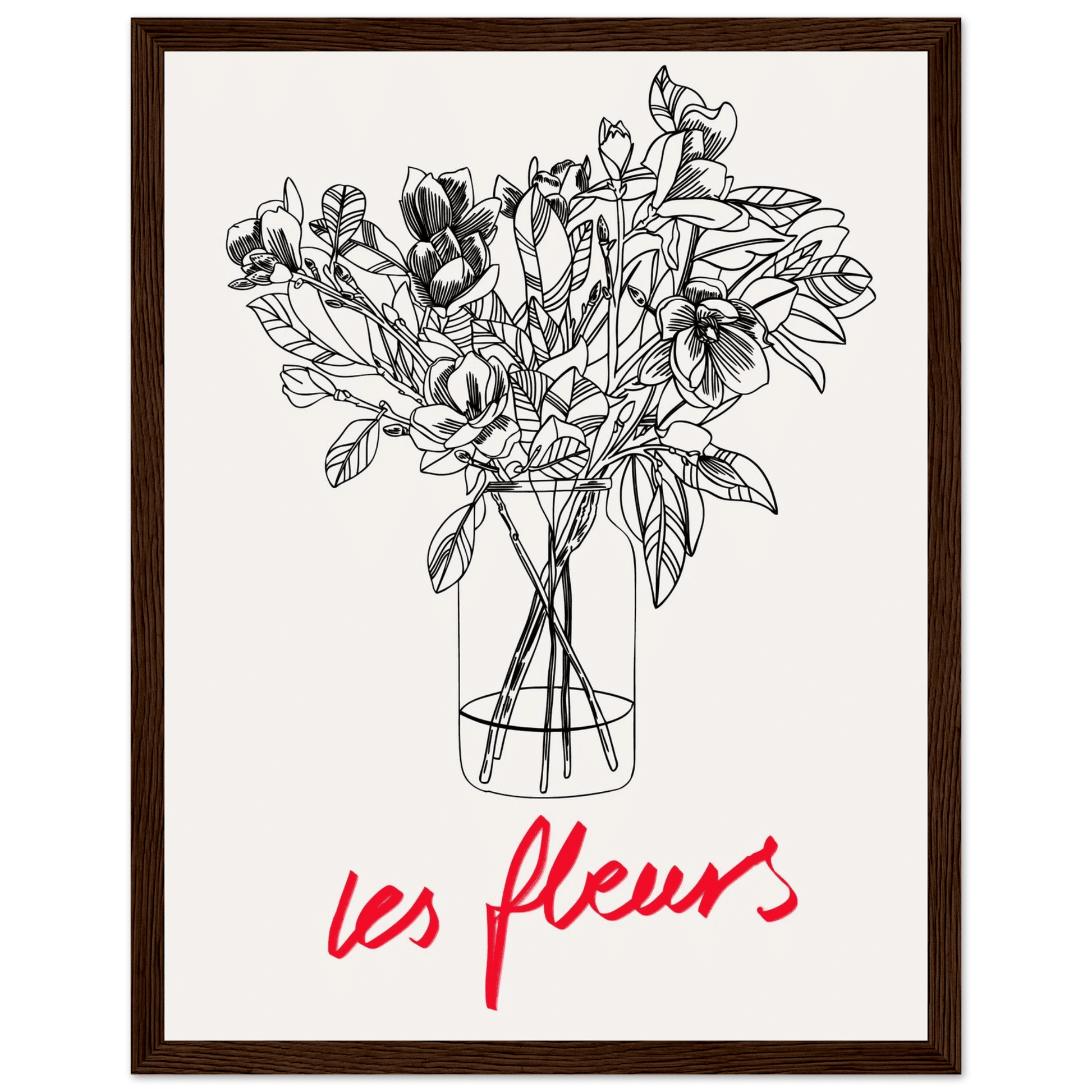 Les Fleurs Botanical Poster | French Flower Line Art Print | Minimalist Floral Wall Decor - Evergreen Posters