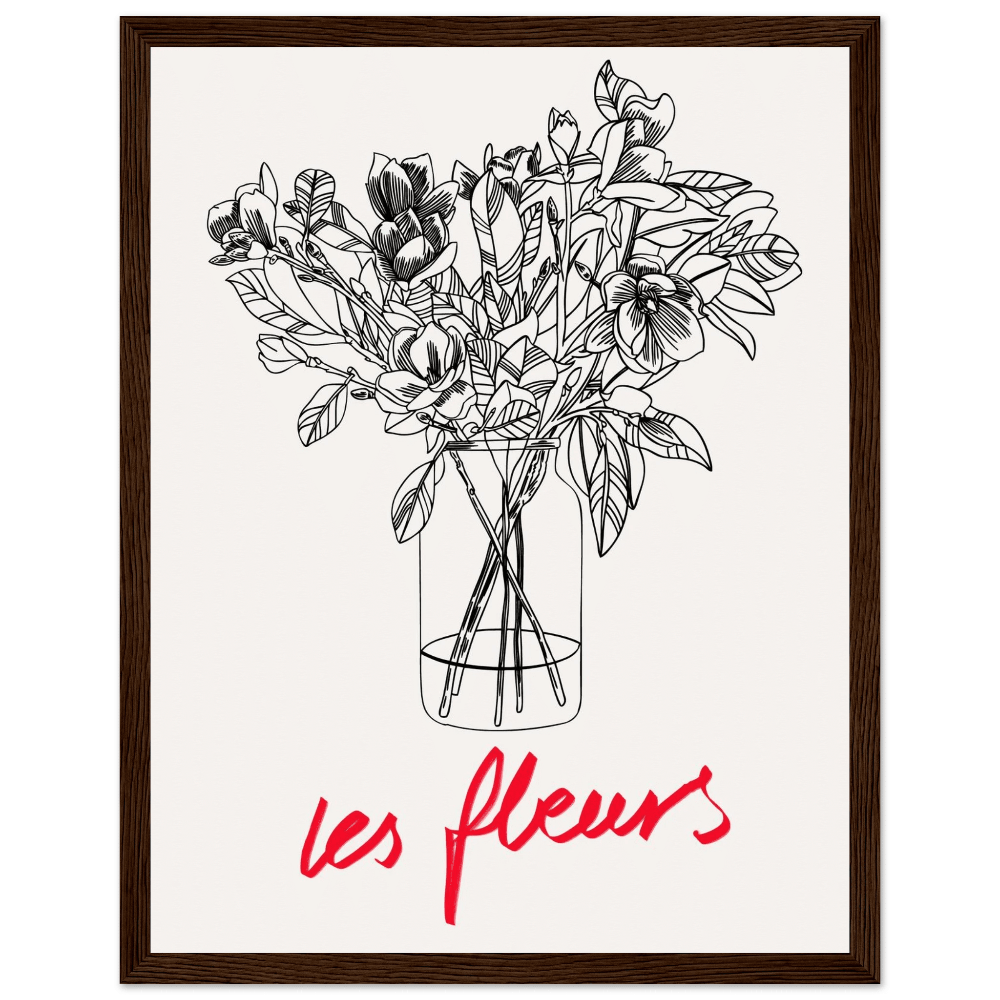 Les Fleurs Botanical Poster | French Flower Line Art Print | Minimalist Floral Wall Decor - Evergreen Posters