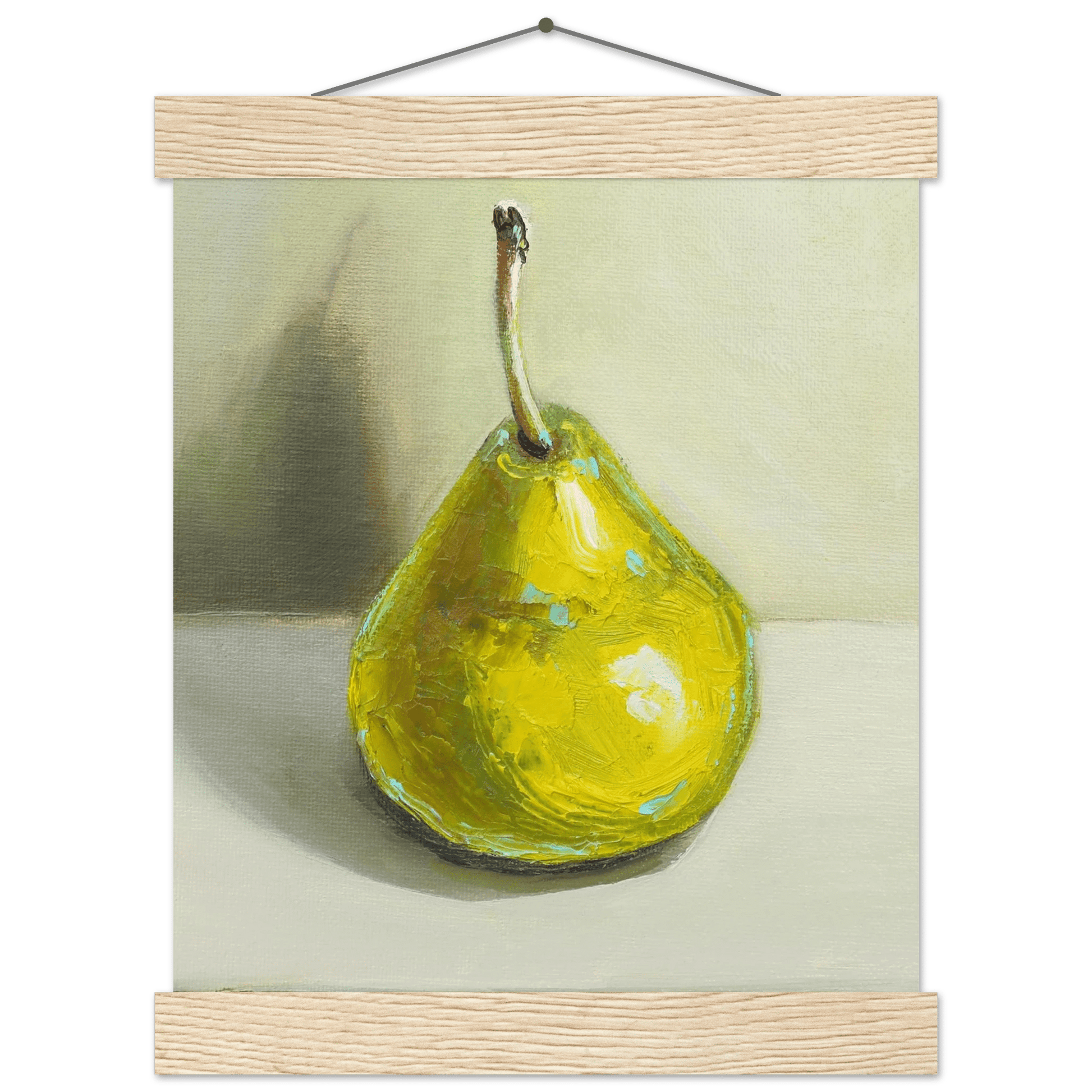 Pear Print | Green Pear Oil Painting Wall Art | Kitchen Poster - Evergreen Posters