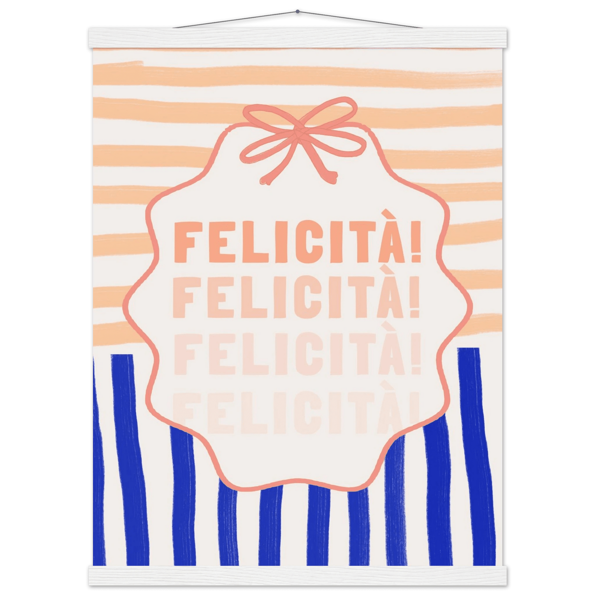 Felicità Italian Happiness Quote Print | Coquette Stripe Wall Art - Evergreen Posters