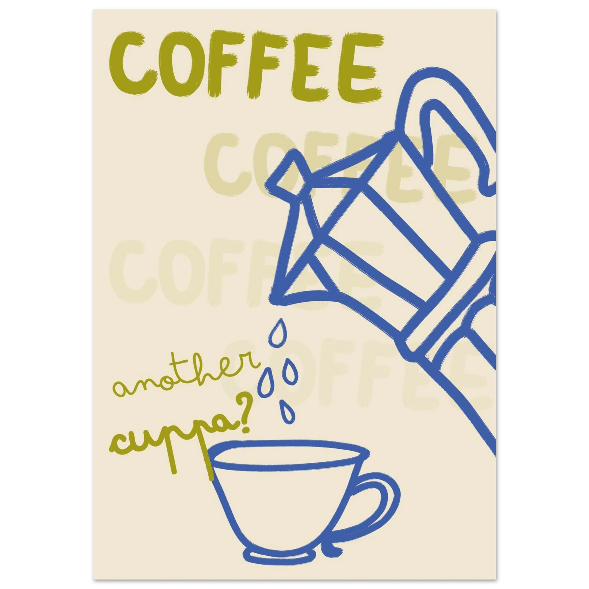 Coffee Print | Another Cuppa Moka Pot Wall Art | Kitchen Coffee Poster - Evergreen Posters