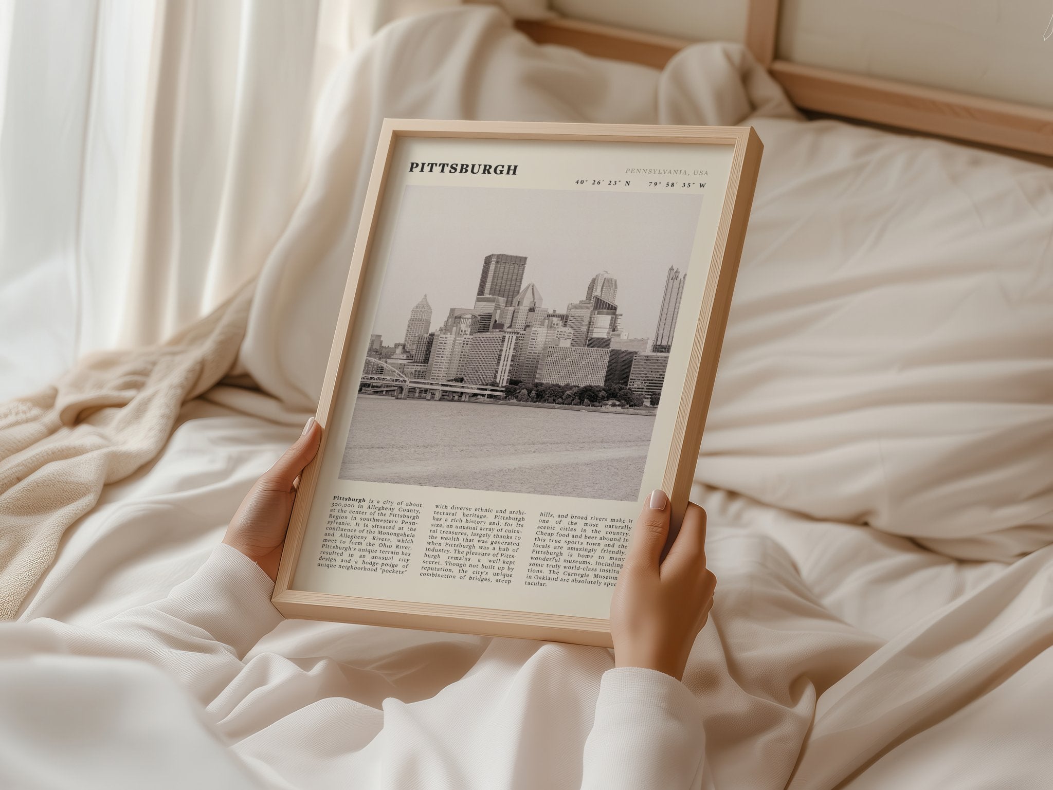 Pittsburgh Poster | Black & White Pennsylvania Skyline Wall Art | PA Travel Print - Evergreen Posters