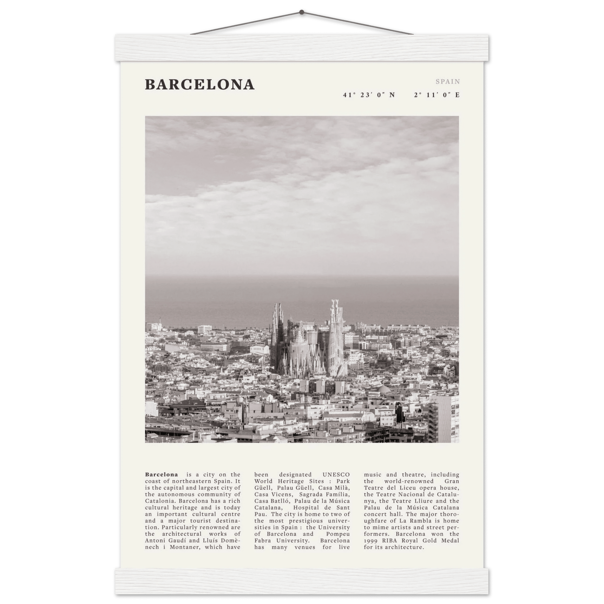 Barcelona Poster | Black & White Sagrada Familia Wall Art | Spain Travel Print - Evergreen Posters