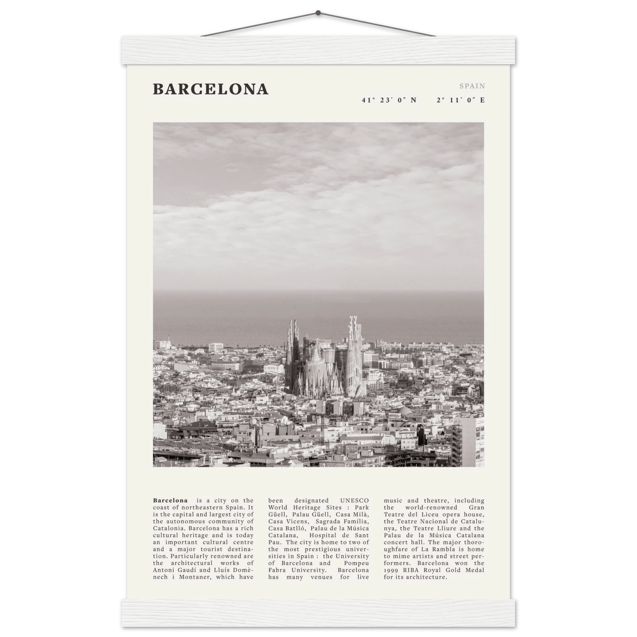Barcelona Poster | Black & White Sagrada Familia Wall Art | Spain Travel Print - Evergreen Posters