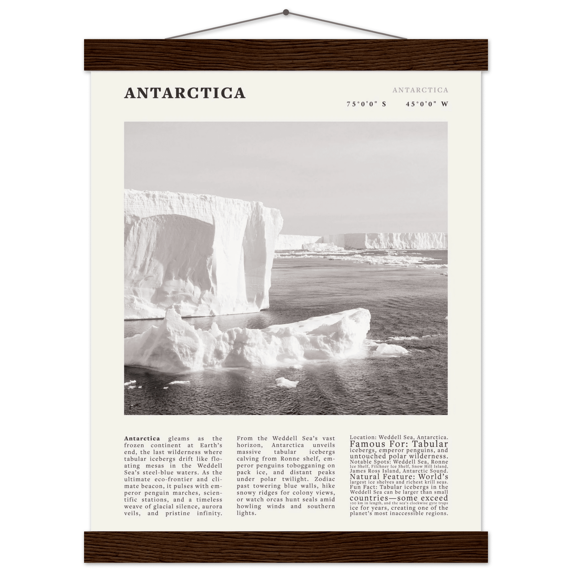 Antarctica Poster Black and White – Vintage Weddell Sea Iceberg Print (Digital & Printed Options) - Evergreen Posters