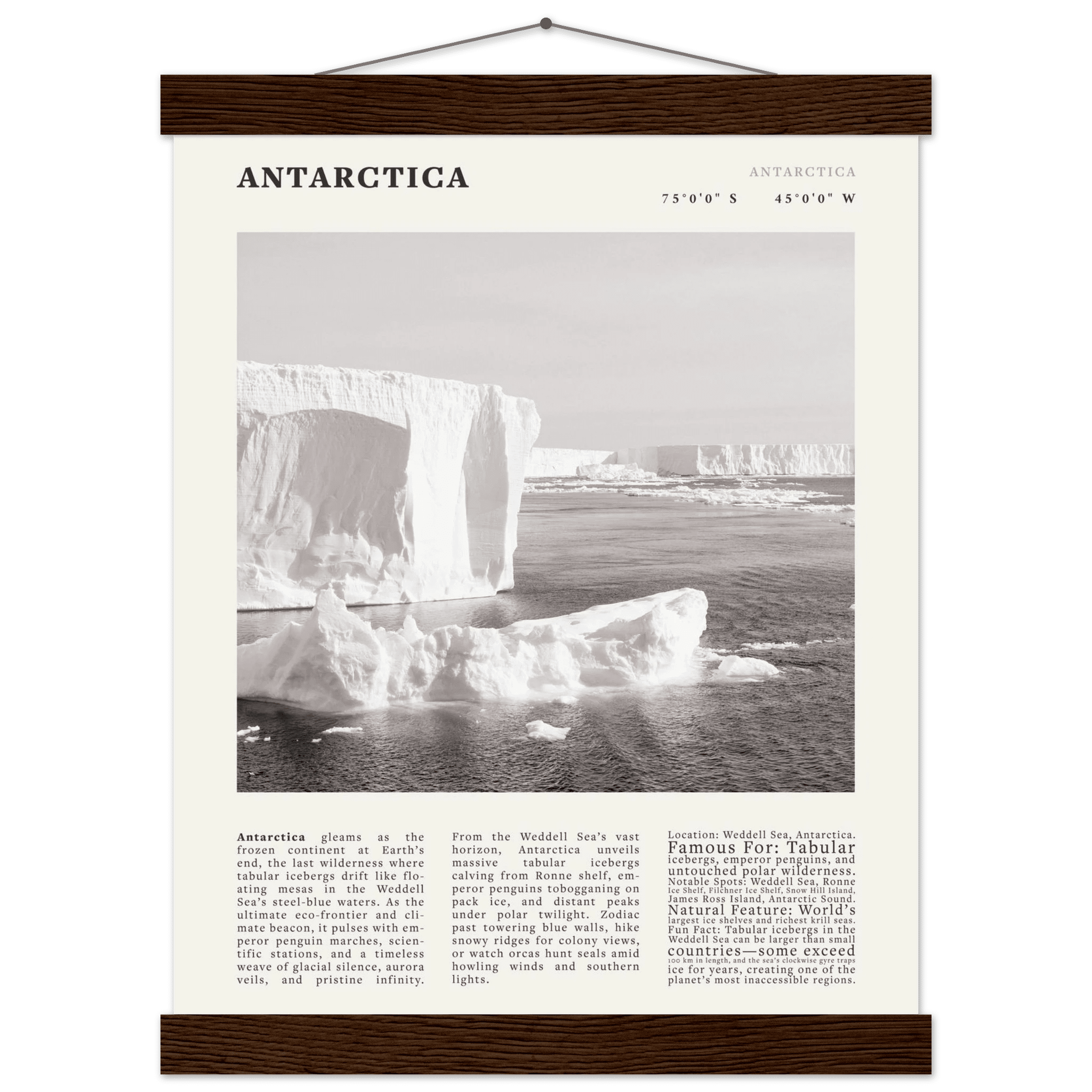 Antarctica Poster Black and White – Vintage Weddell Sea Iceberg Print (Digital & Printed Options) - Evergreen Posters