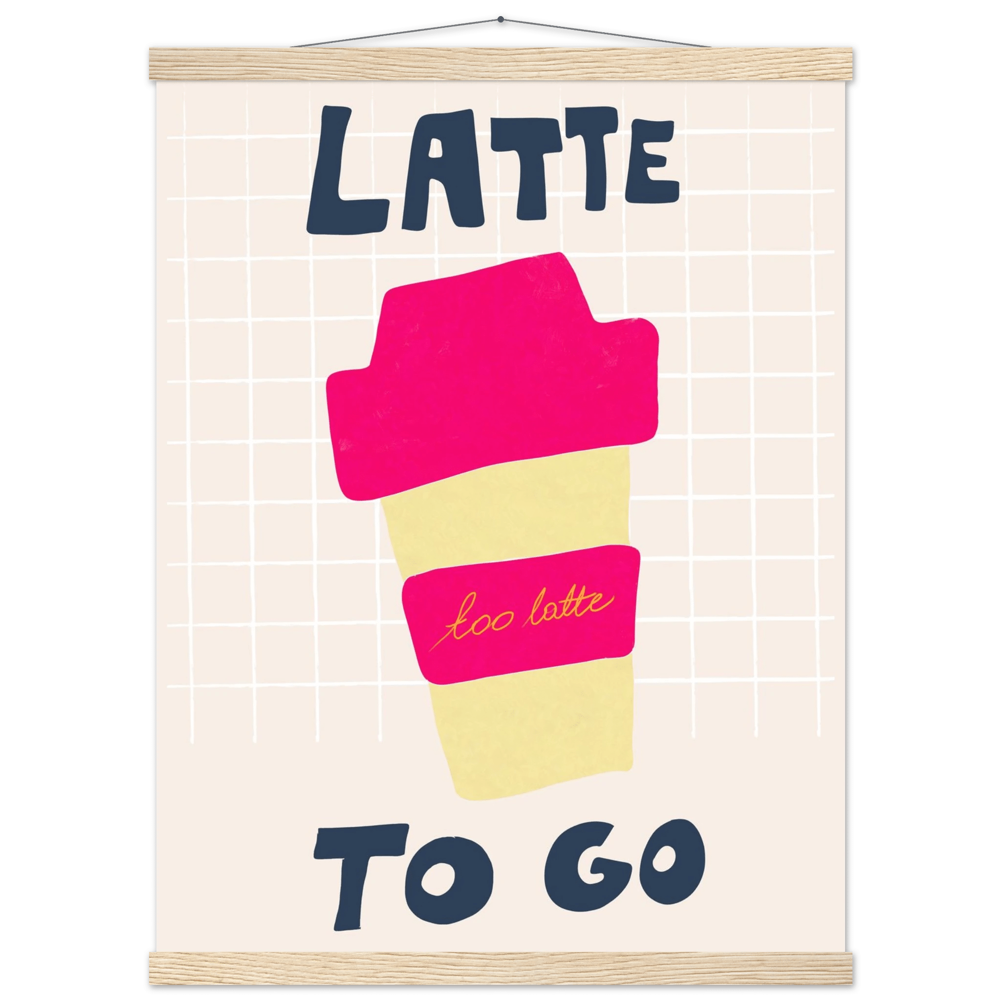 Latte To Go Poster – Playful Coffee Kitchen Wall Art Print (Digital & Printed Options) - Evergreen Posters