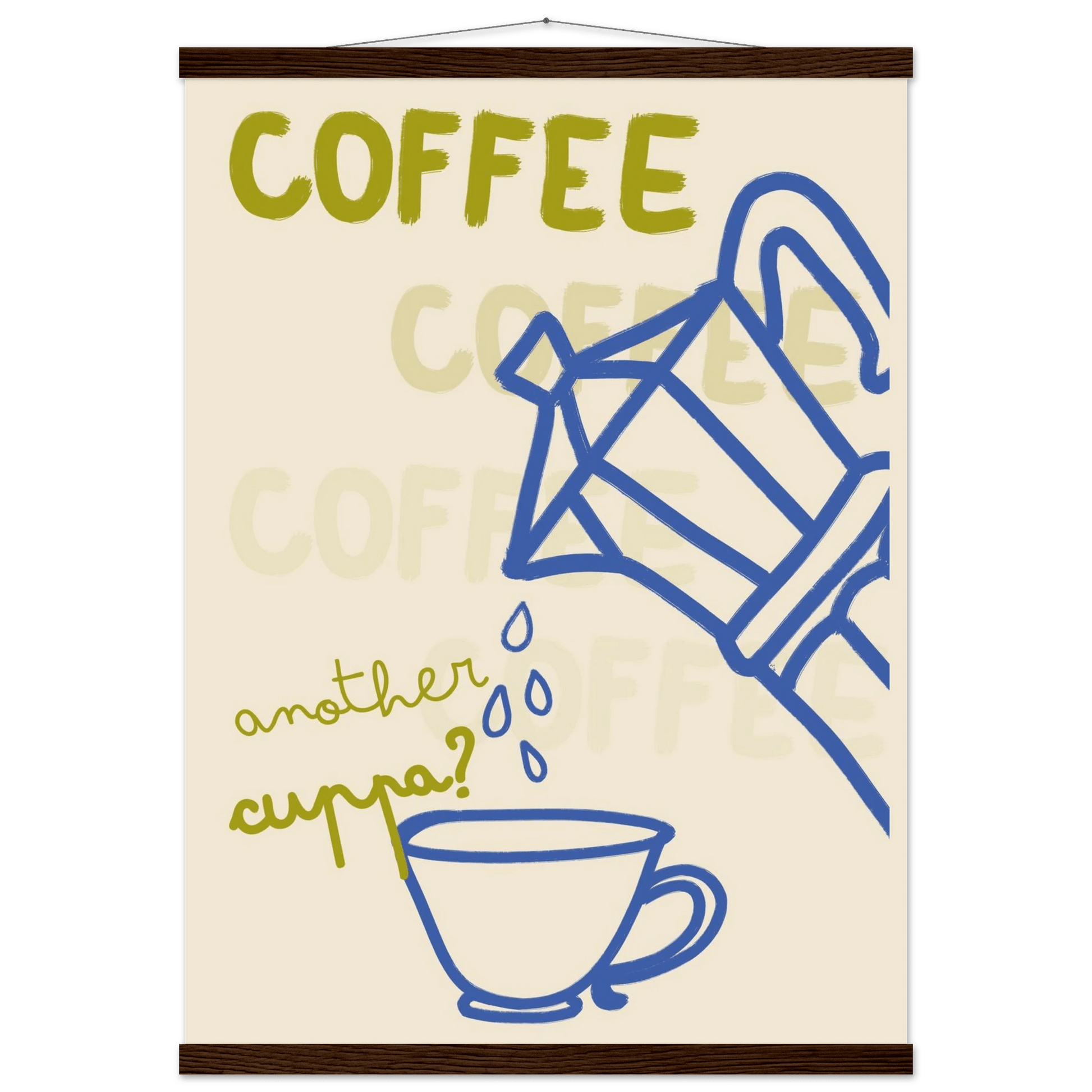 Coffee Print | Another Cuppa Moka Pot Wall Art | Kitchen Coffee Poster - Evergreen Posters