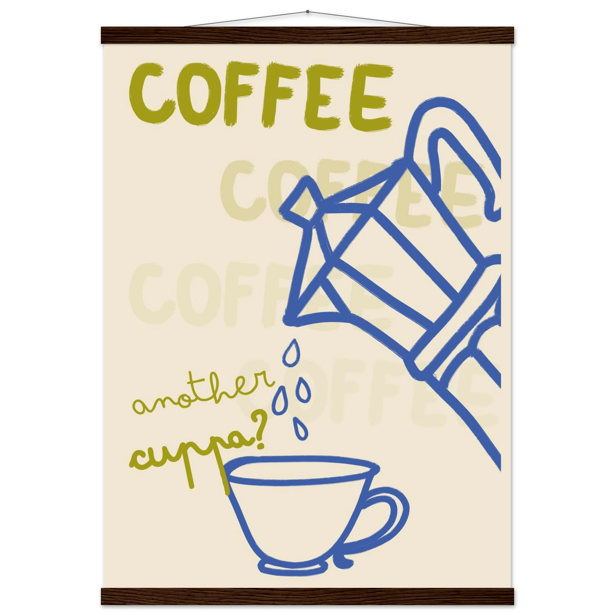 Coffee Print | Another Cuppa Moka Pot Wall Art | Kitchen Coffee Poster - Evergreen Posters
