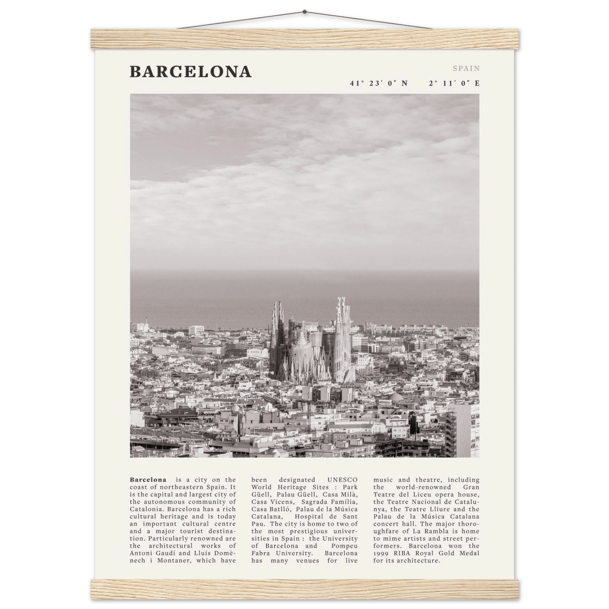 Barcelona Poster | Black & White Sagrada Familia Wall Art | Spain Travel Print - Evergreen Posters