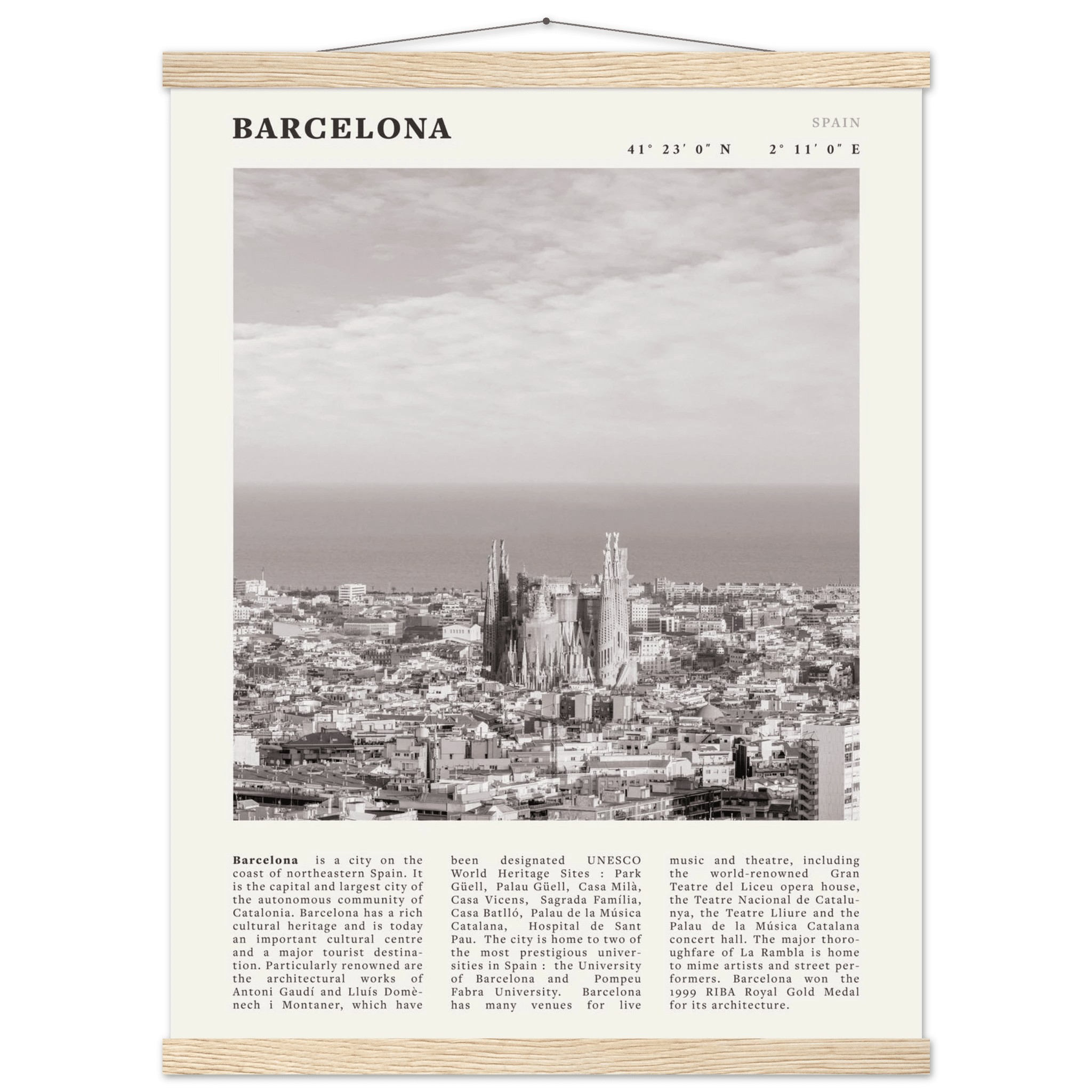 Barcelona Poster | Black & White Sagrada Familia Wall Art | Spain Travel Print - Evergreen Posters