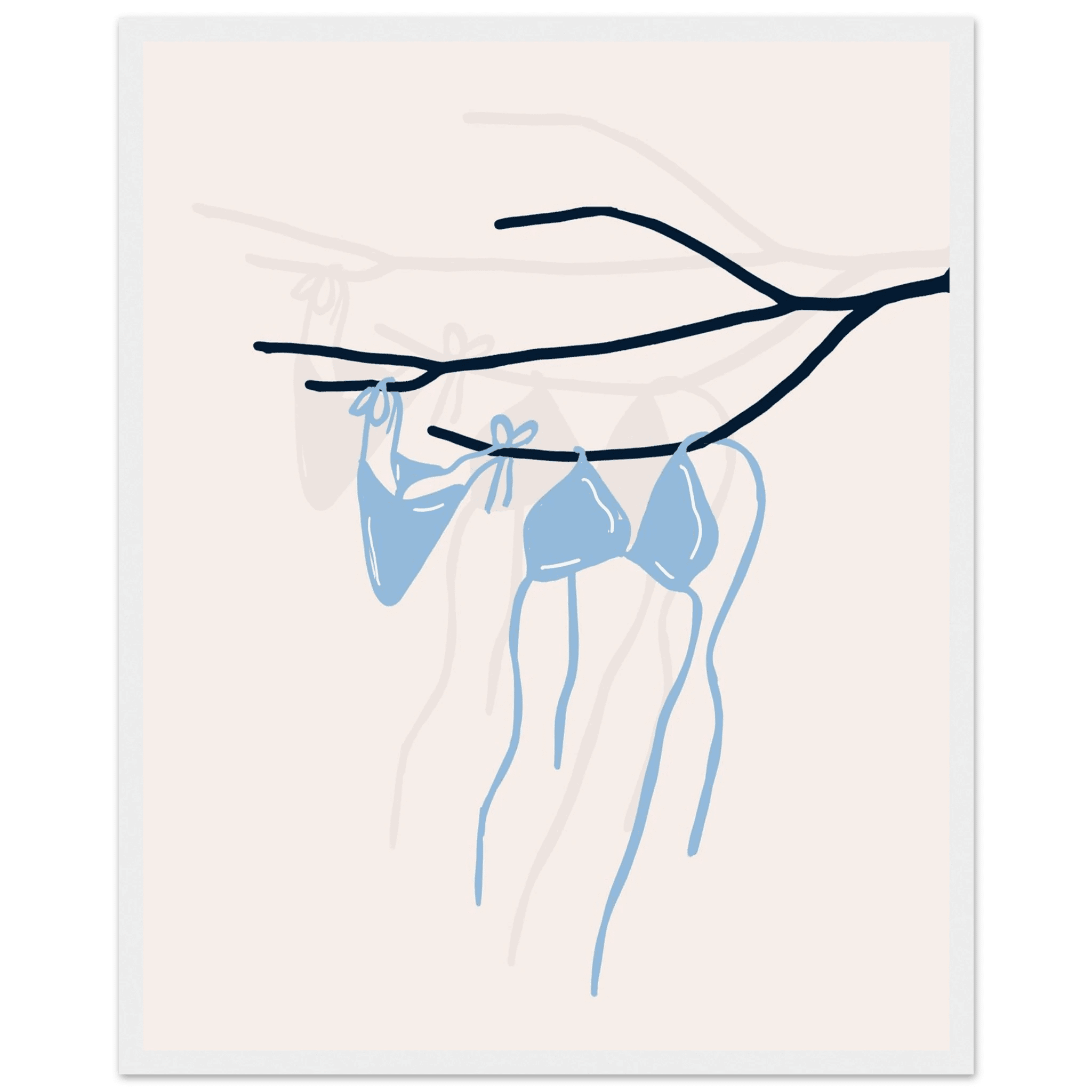 Coastal Bikini Line Art Poster – Minimalist Beach Wall Art Print - Evergreen Posters