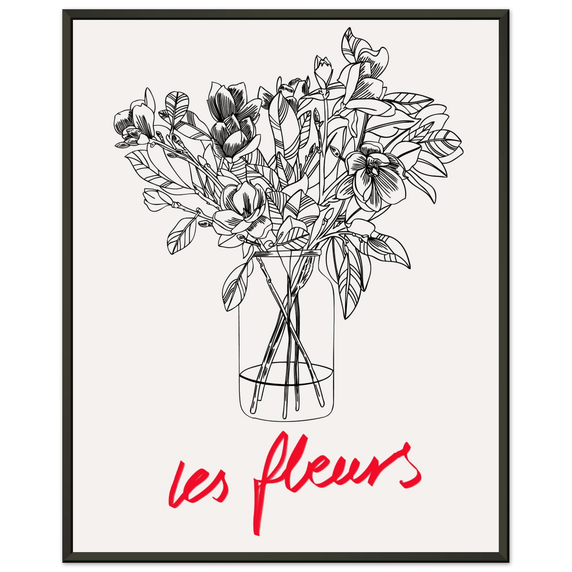 Les Fleurs Botanical Poster | French Flower Line Art Print | Minimalist Floral Wall Decor - Evergreen Posters