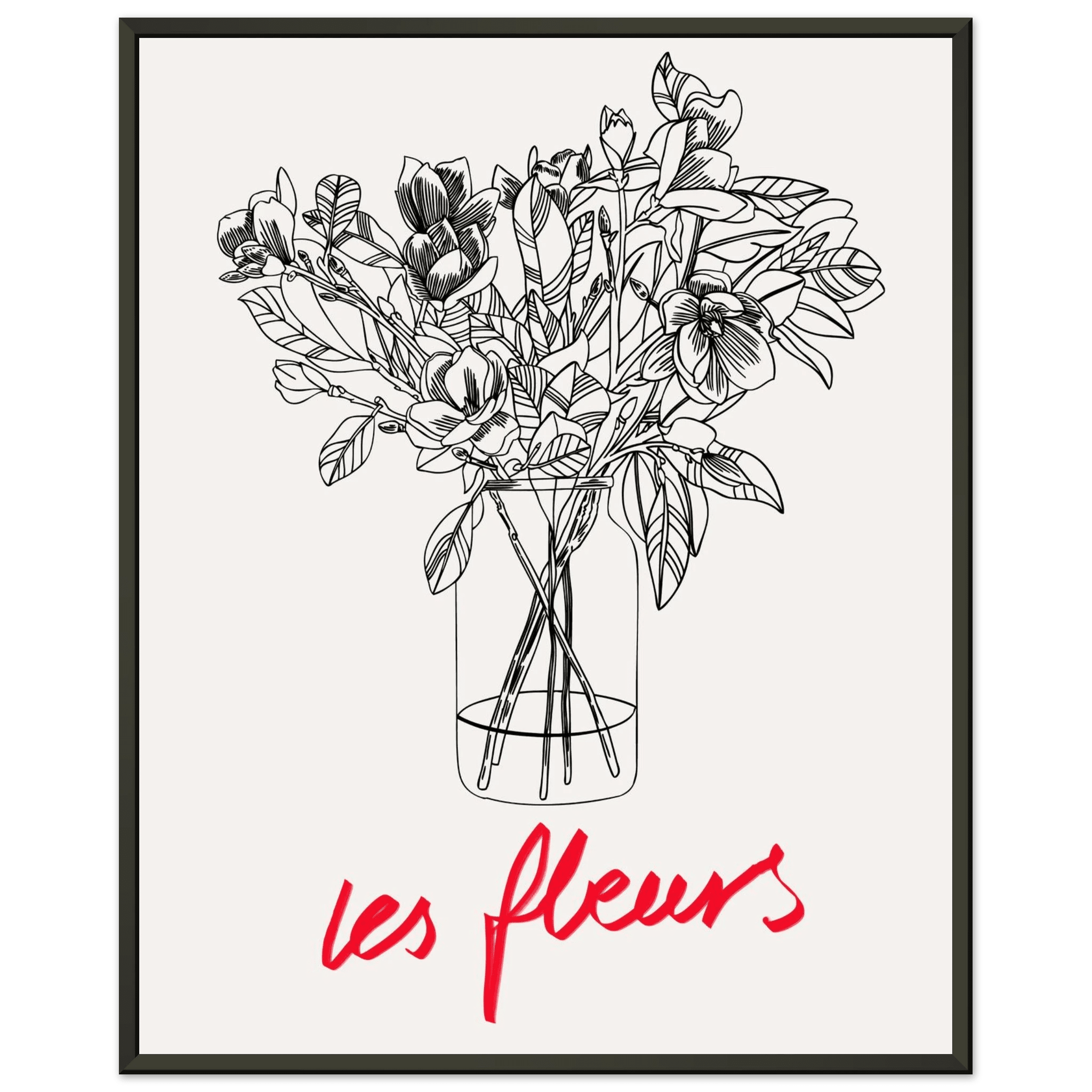 Les Fleurs Botanical Poster | French Flower Line Art Print | Minimalist Floral Wall Decor - Evergreen Posters