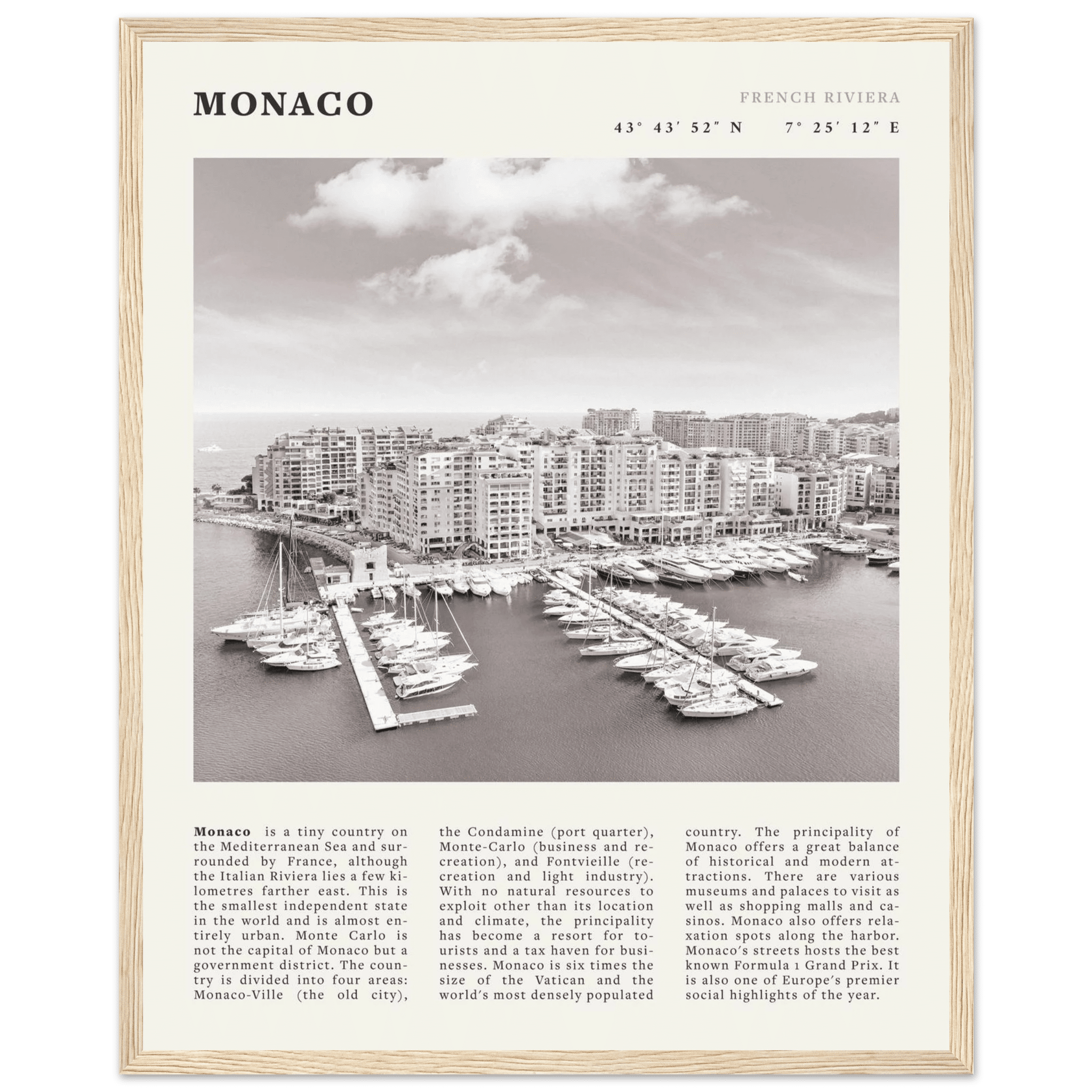 Monaco Poster Black and White – Vintage Monte Carlo Harbor Print (Digital & Printed Options) - Evergreen Posters