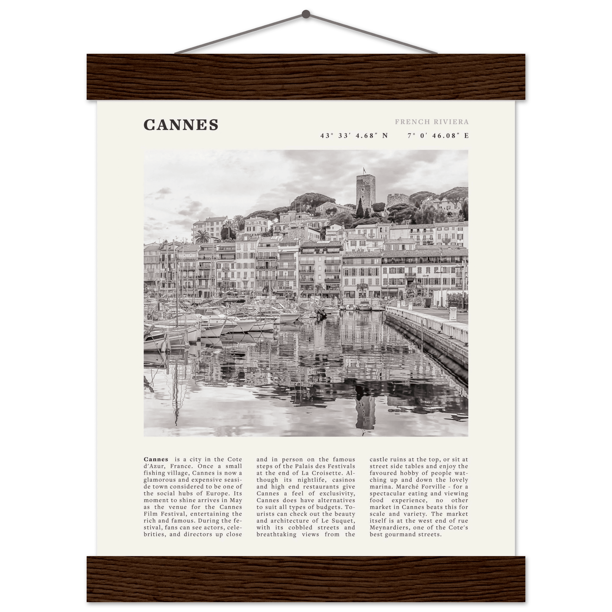 Cannes Poster | Black & White French Riviera Wall Art | France Travel Print - Evergreen Posters
