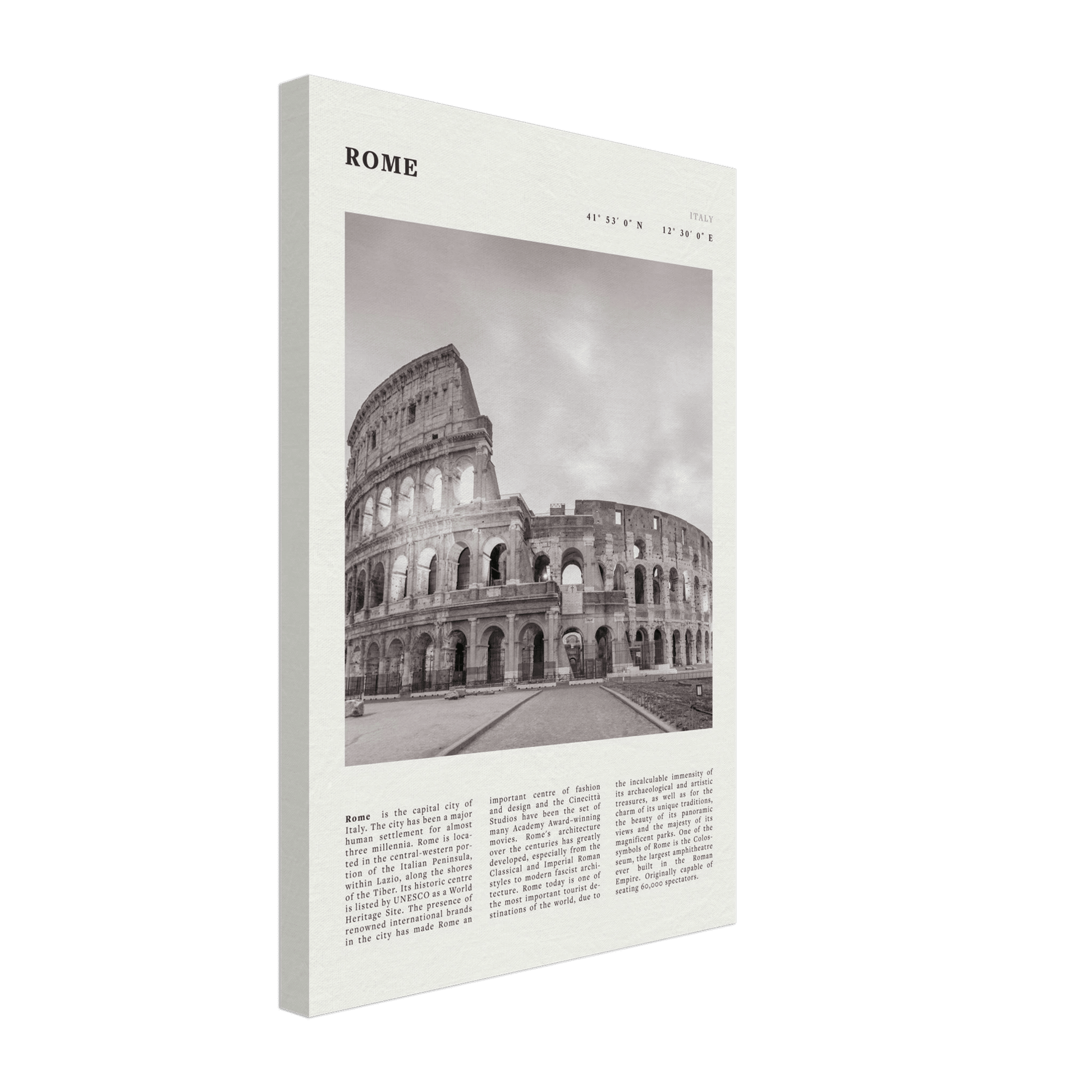 Rome Poster | Black & White Colosseum Wall Art | Italy Travel Print | Roman Decor - Evergreen Posters