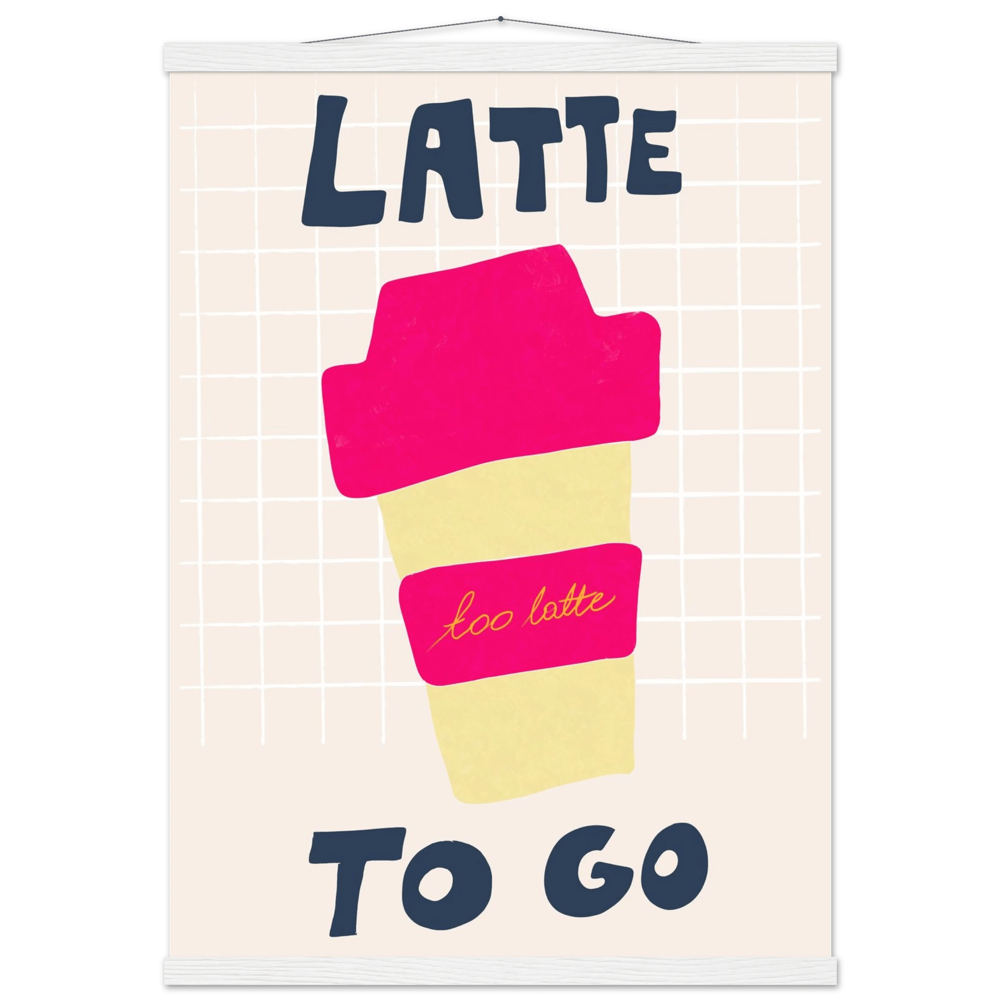 Latte To Go Poster – Playful Coffee Kitchen Wall Art Print (Digital & Printed Options) - Evergreen Posters