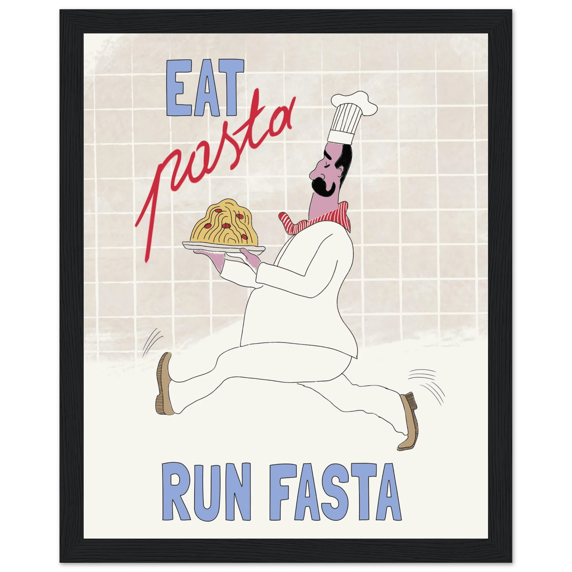 Eat Pasta Run Fasta Poster – Fun Kitchen Wall Art Print (Digital & Printed Options) - Evergreen Posters