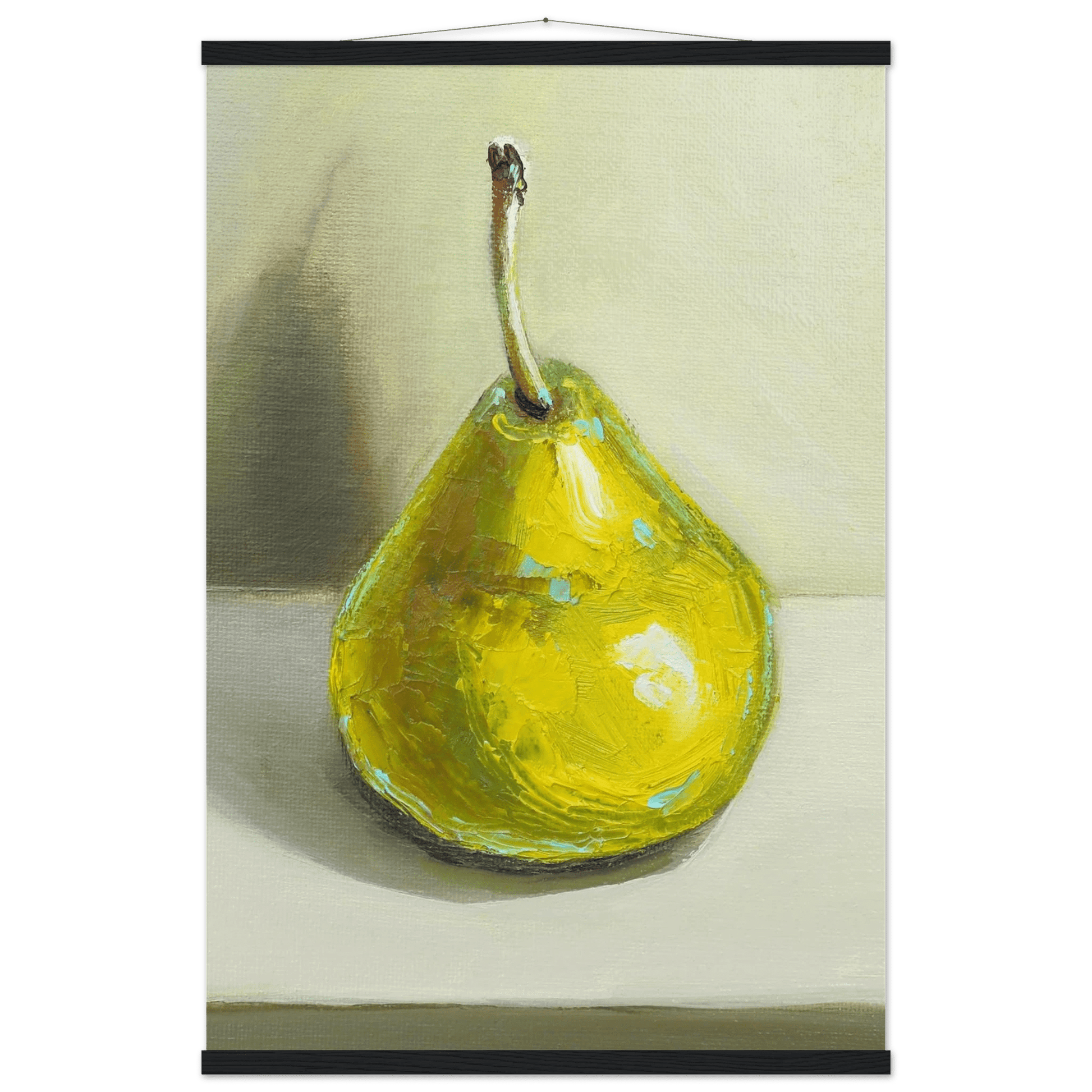 Pear Print | Green Pear Oil Painting Wall Art | Kitchen Poster - Evergreen Posters