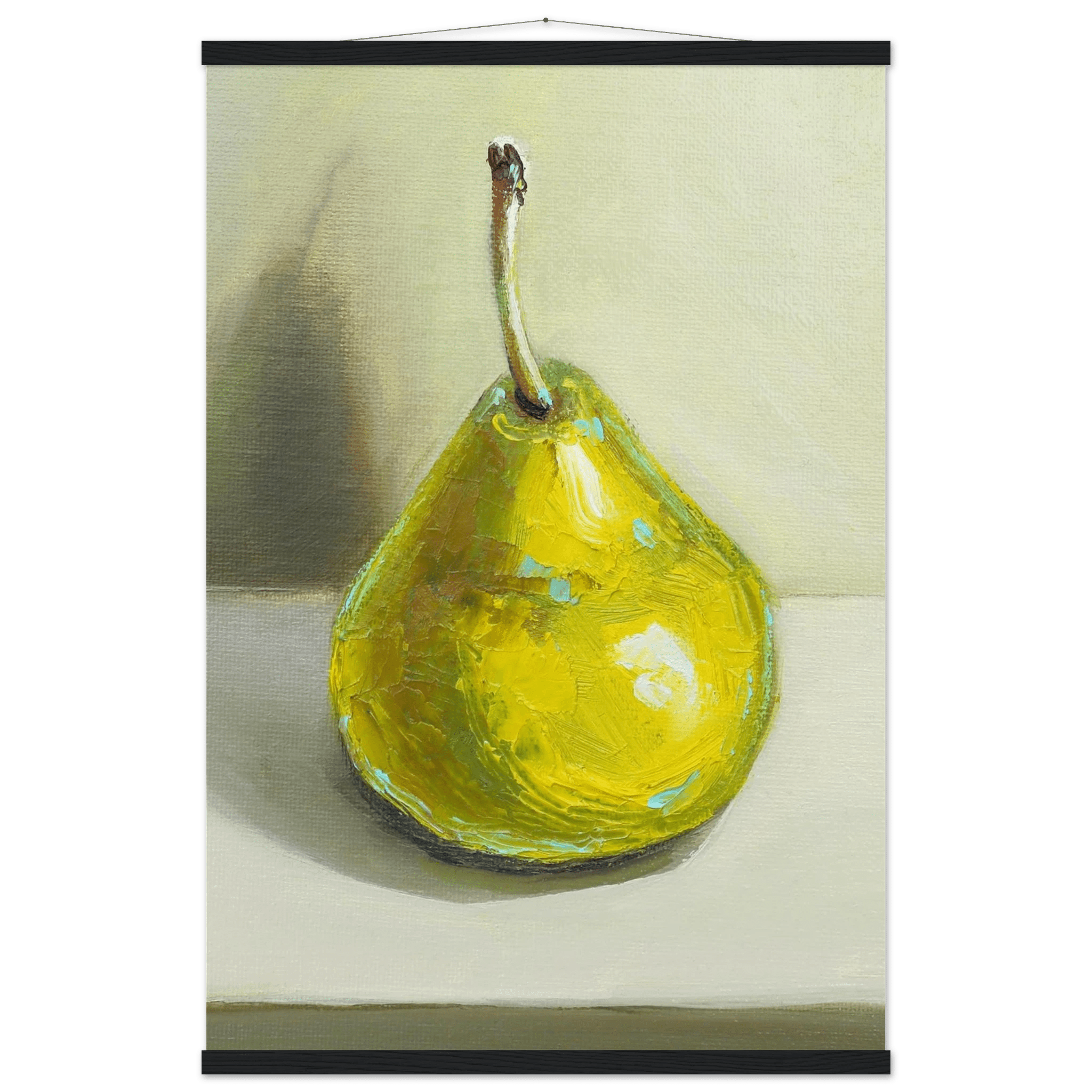 Pear Print | Green Pear Oil Painting Wall Art | Kitchen Poster - Evergreen Posters