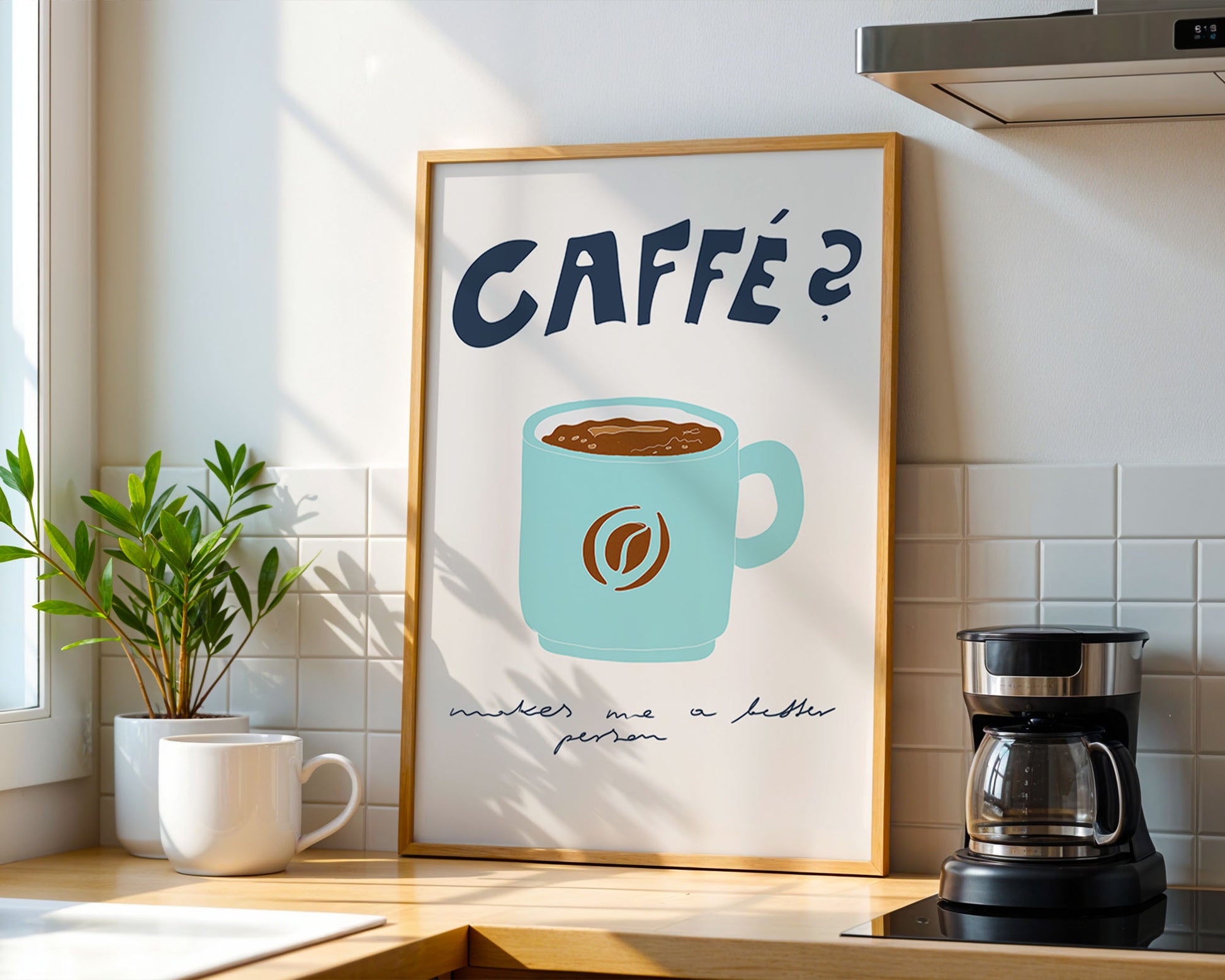 Caffé Makes Me a Better Person Poster – Cozy Coffee Kitchen Wall Art Print (Digital & Printed Options) - Evergreen Posters