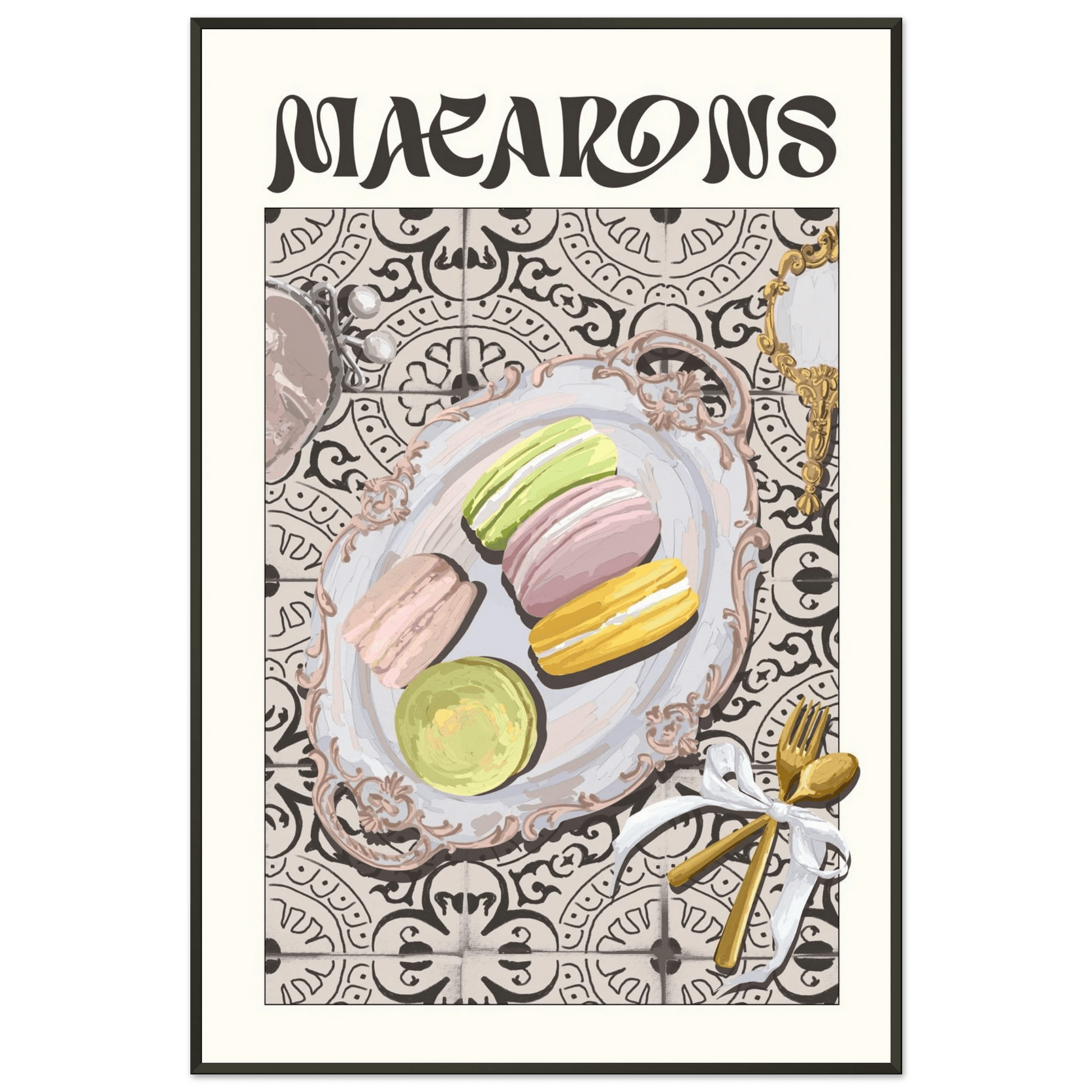Macarons Poster – Playful French Patisserie Kitchen Wall Art Print (Digital & Printed Options) - Evergreen Posters