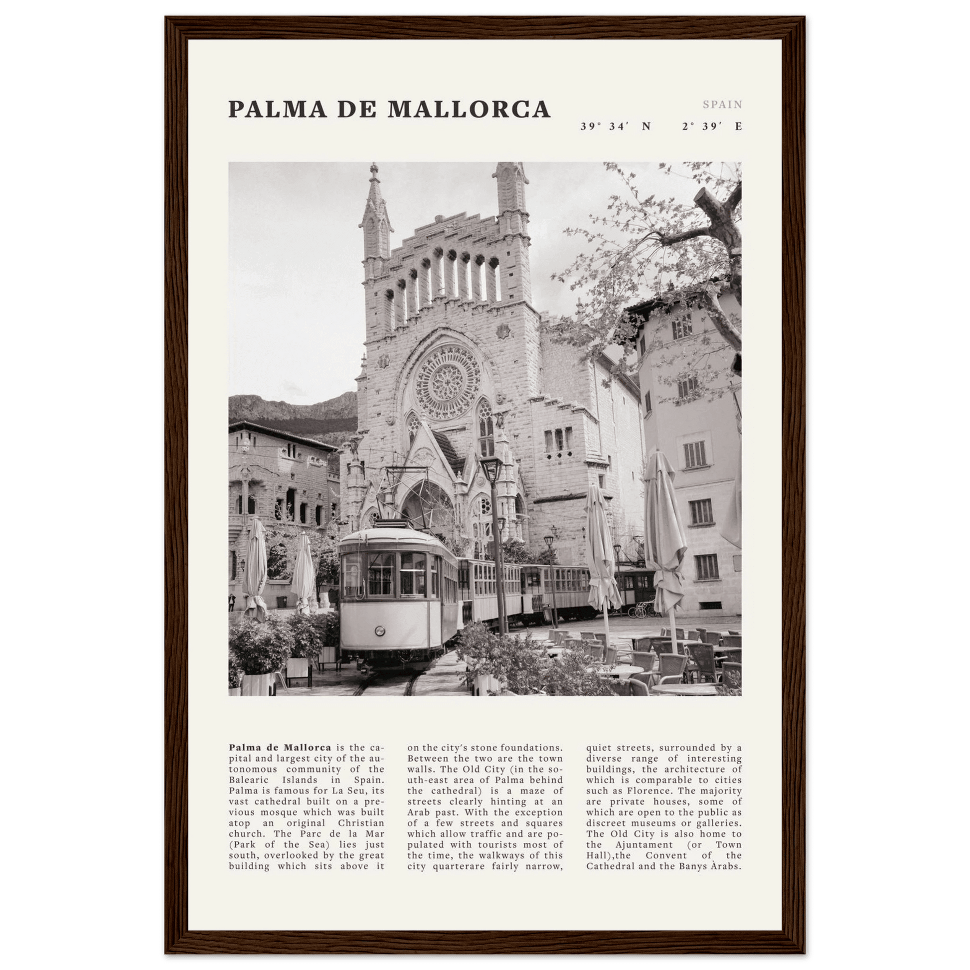 Palma de Mallorca Poster | Black & White Spain Wall Art | Travel Print | Mediterranean Decor - Evergreen Posters