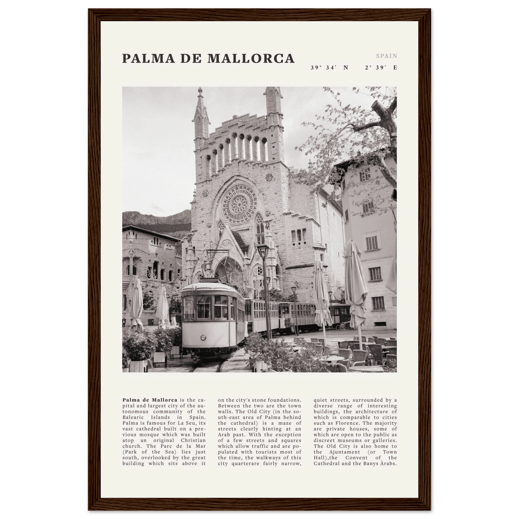 Palma de Mallorca Poster | Black & White Spain Wall Art | Travel Print | Mediterranean Decor - Evergreen Posters