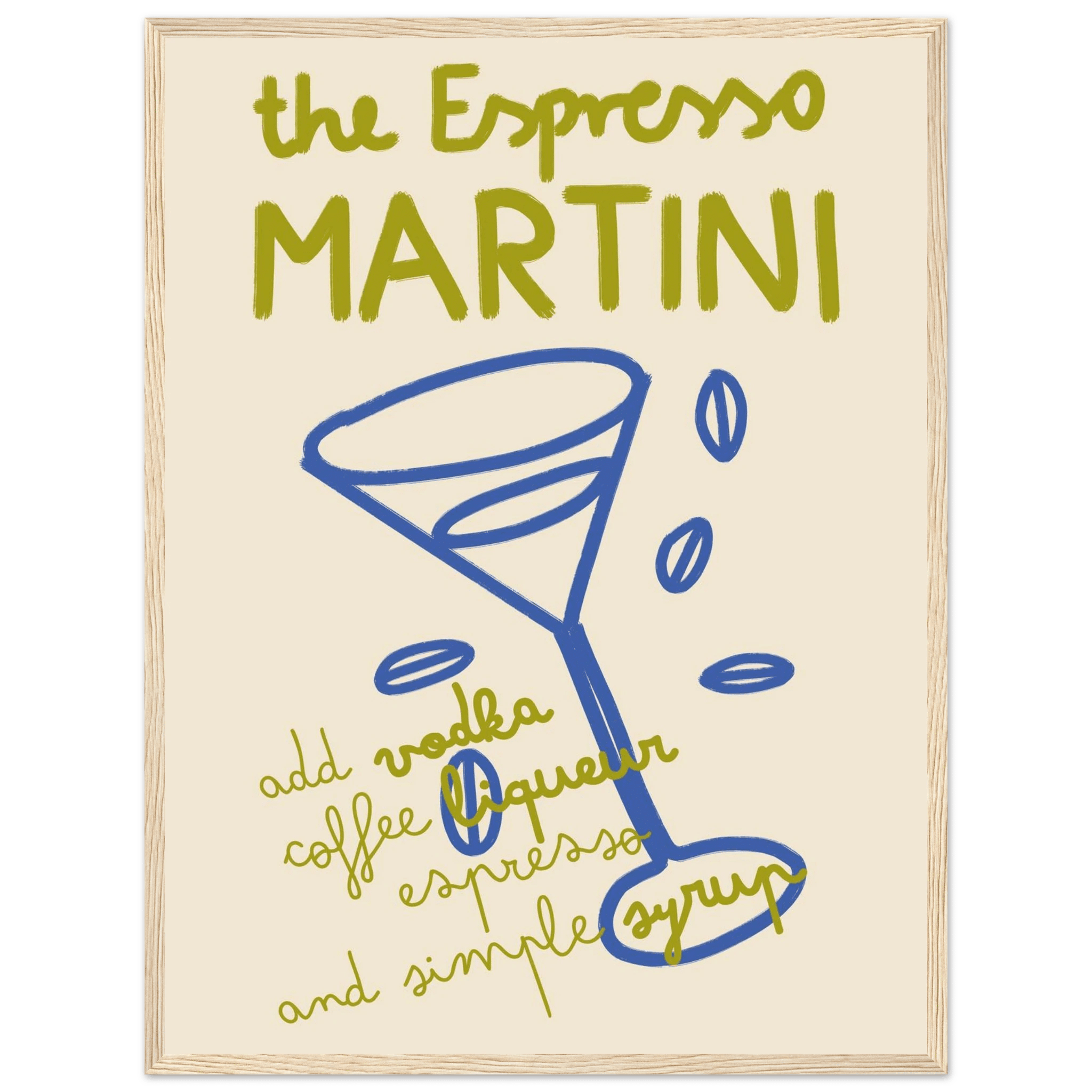 Espresso Martini Print | Cocktail Recipe Wall Art | Kitchen Bar Poster - Evergreen Posters