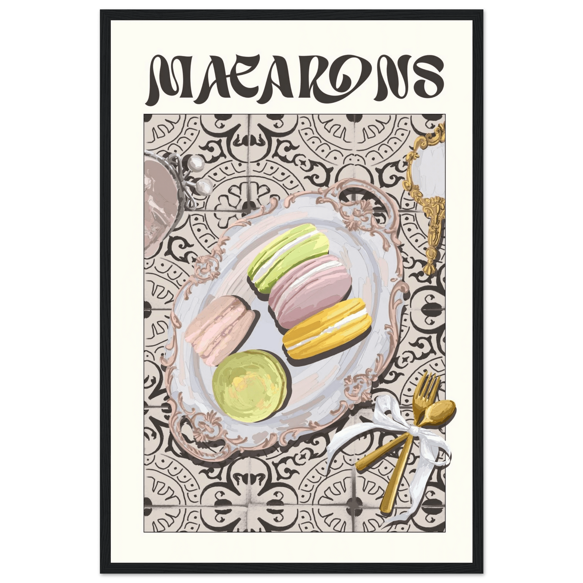 Macarons Poster – Playful French Patisserie Kitchen Wall Art Print (Digital & Printed Options) - Evergreen Posters
