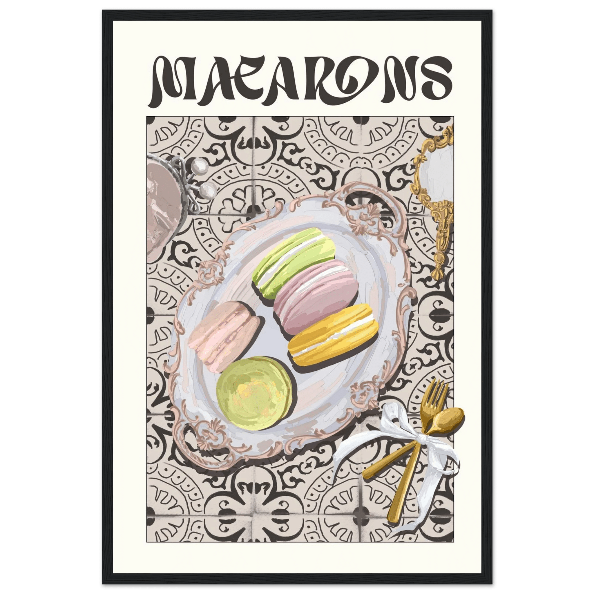 Macarons Poster – Playful French Patisserie Kitchen Wall Art Print (Digital & Printed Options) - Evergreen Posters
