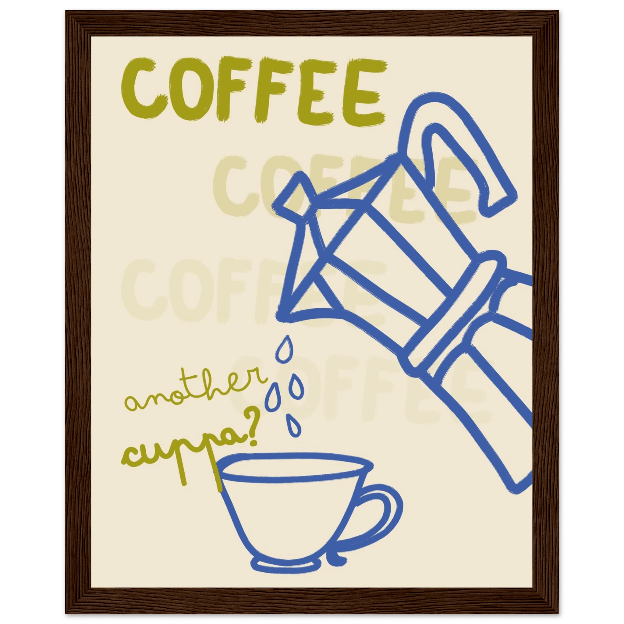 Coffee Print | Another Cuppa Moka Pot Wall Art | Kitchen Coffee Poster - Evergreen Posters