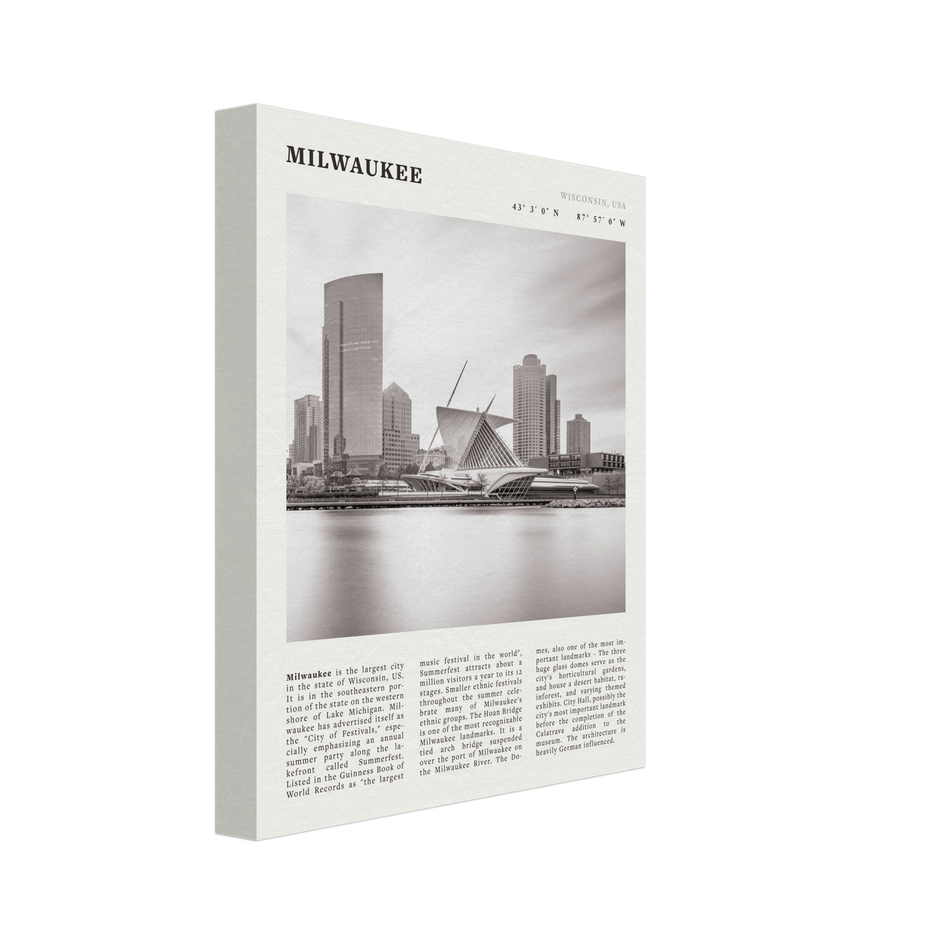 Milwaukee Poster | Black & White Wisconsin City Wall Art | USA Travel Print - Evergreen Posters
