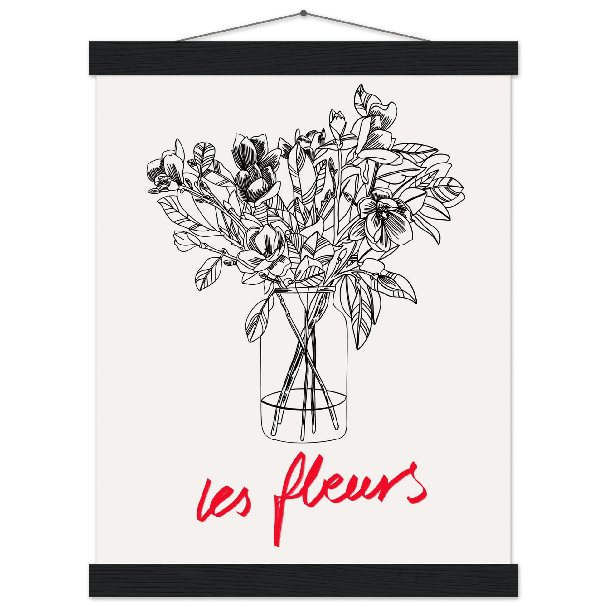 Les Fleurs Botanical Poster | French Flower Line Art Print | Minimalist Floral Wall Decor - Evergreen Posters