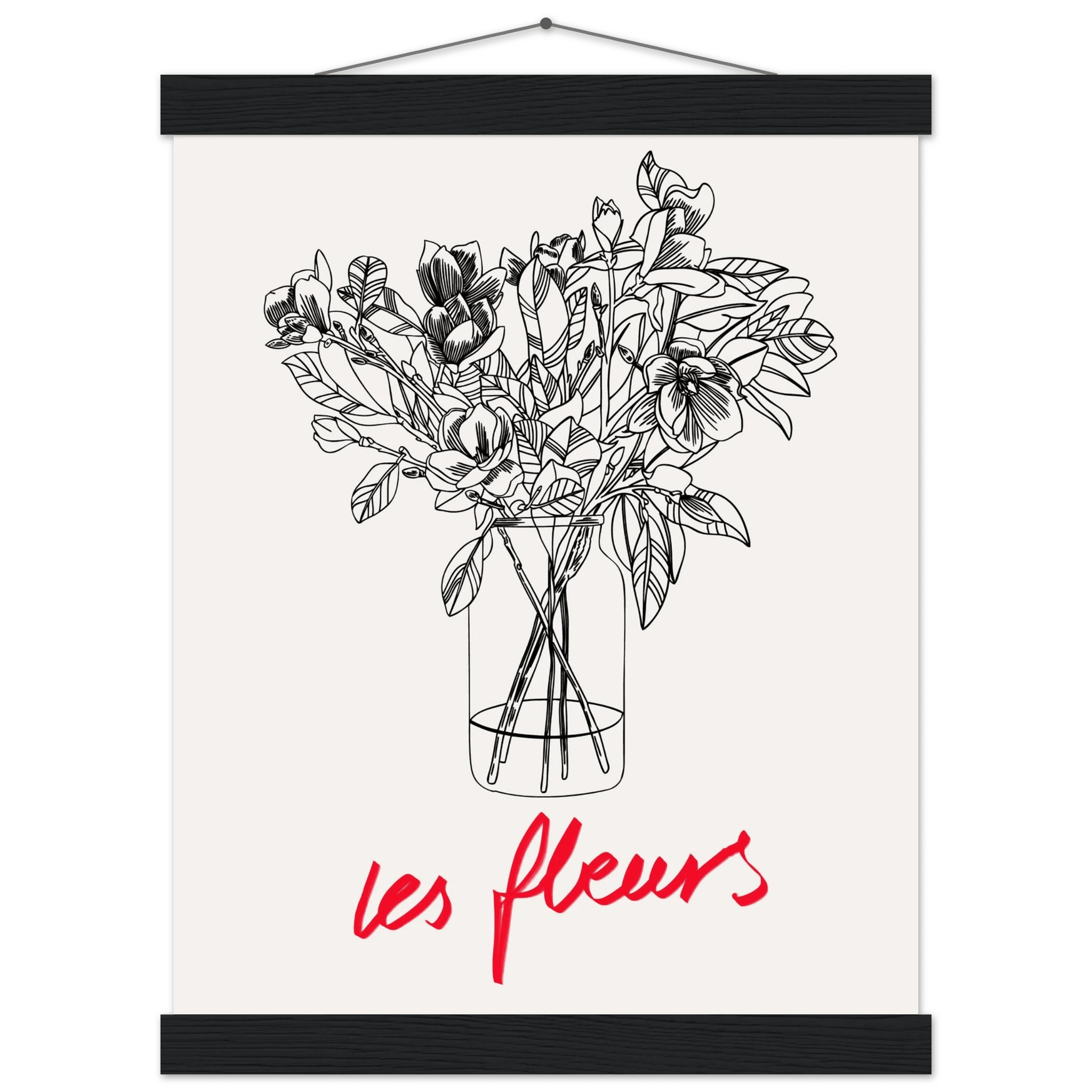 Les Fleurs Botanical Poster | French Flower Line Art Print | Minimalist Floral Wall Decor - Evergreen Posters