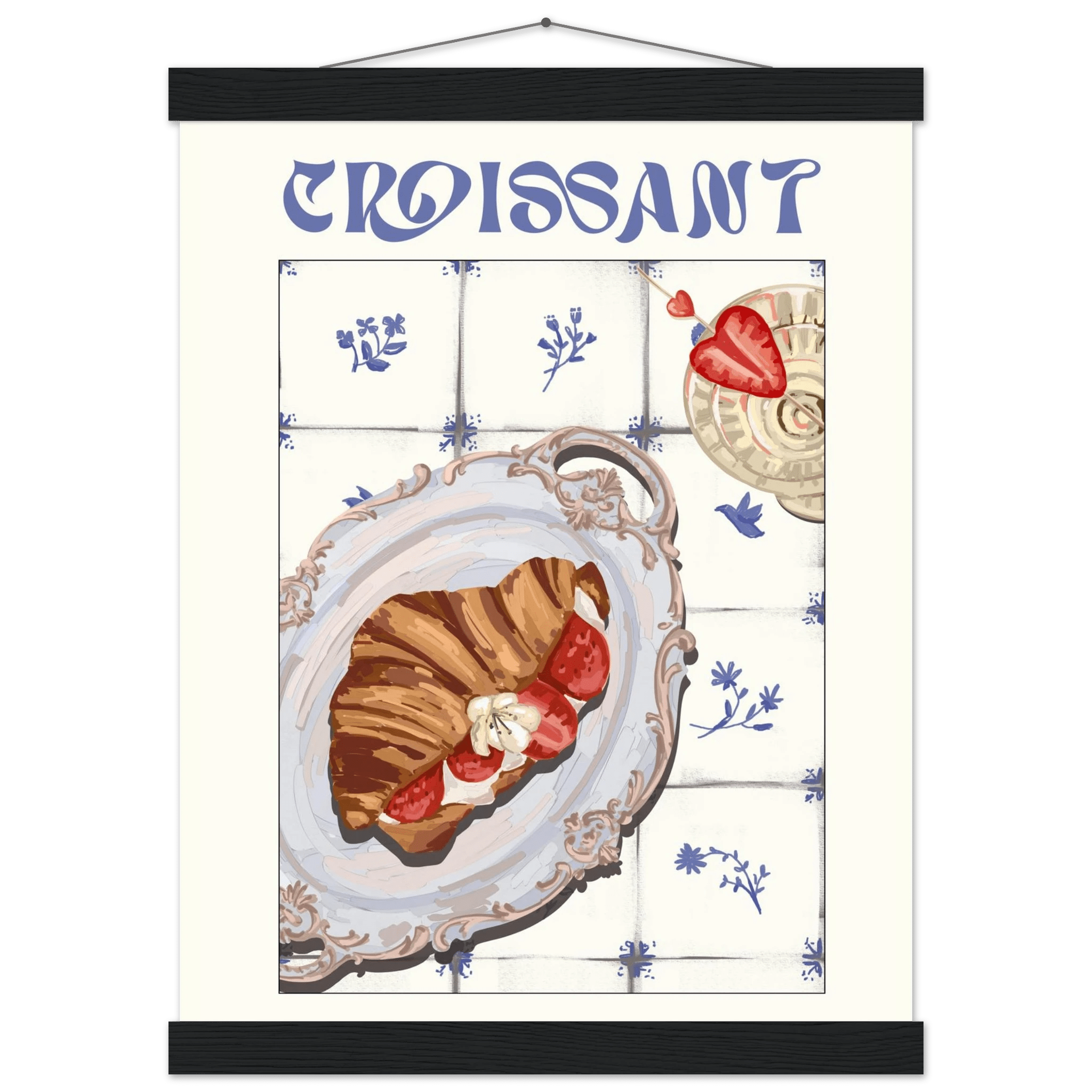 Croissant Poster – Charming French Breakfast Kitchen Wall Art Print (Digital & Printed Options) - Evergreen Posters